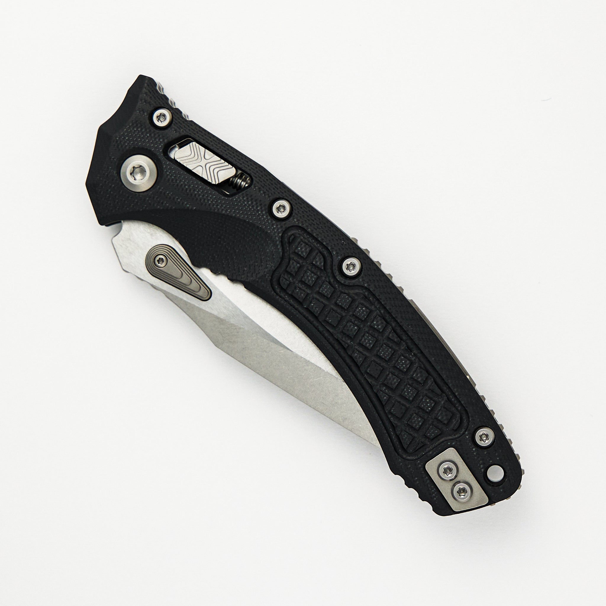 Microtech Amphibian - RAM-LOK S/E Frag G-10 Black Stonewash Standard 137RL-10 FRGTBK