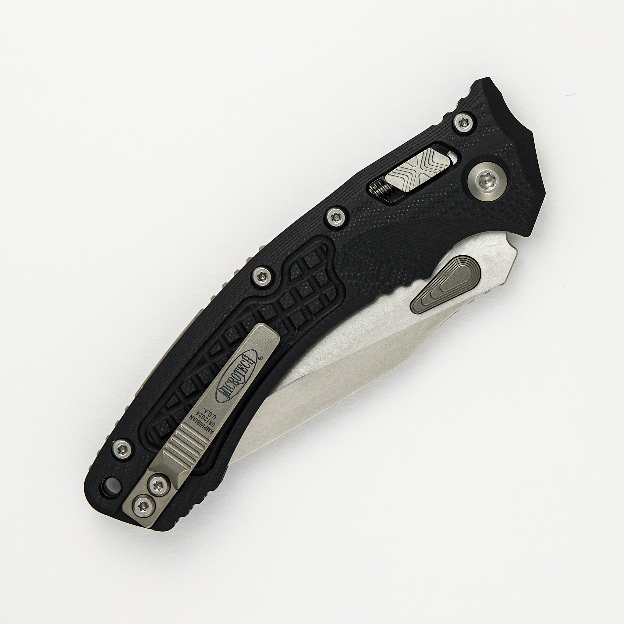 Microtech Amphibian - RAM-LOK S/E Frag G-10 Black Stonewash Standard 137RL-10 FRGTBK