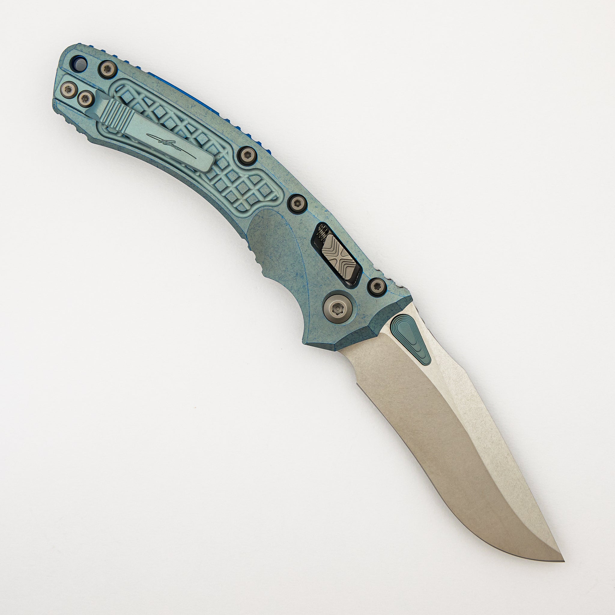"Marfione Select" Amphibian - RAM-LOK Stonewash Finish Ice Blue Anodized Frag Pattern Titanium w/ Blue Titanium Accent 137RL-10FRMS6