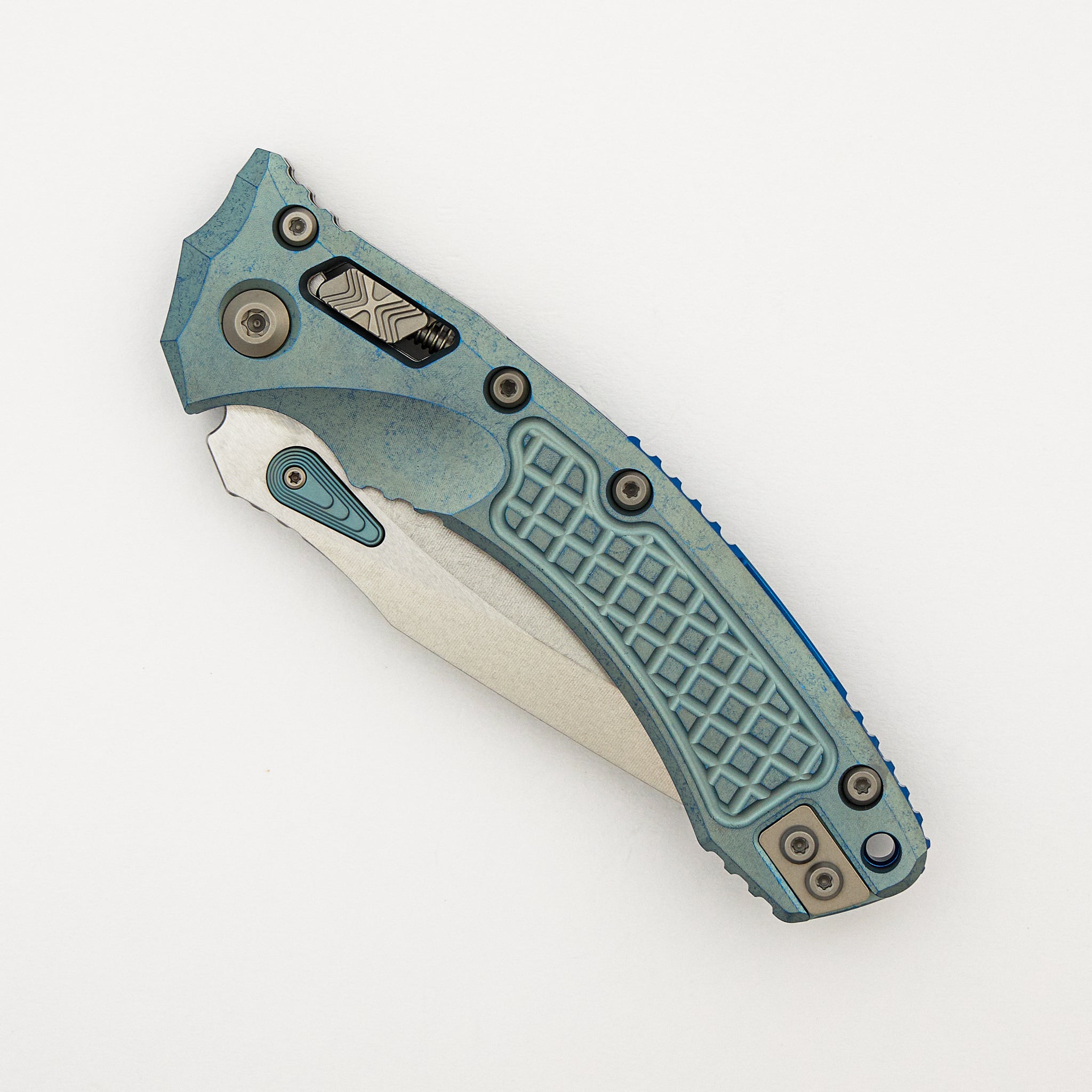 "Marfione Select" Amphibian - RAM-LOK Stonewash Finish Ice Blue Anodized Frag Pattern Titanium w/ Blue Titanium Accent 137RL-10FRMS6