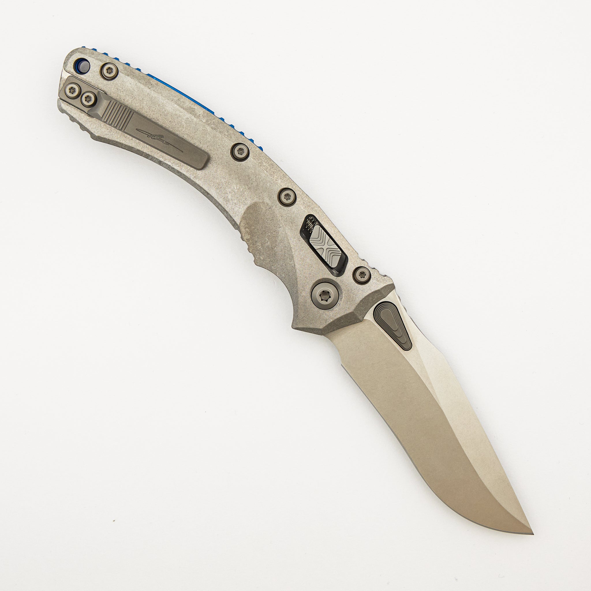 "Marfione Select" Amphibian - RAM-LOK Stonewash Finish Slab Side Titanium W/ Blue Titanium Accent 137RL-10MS2