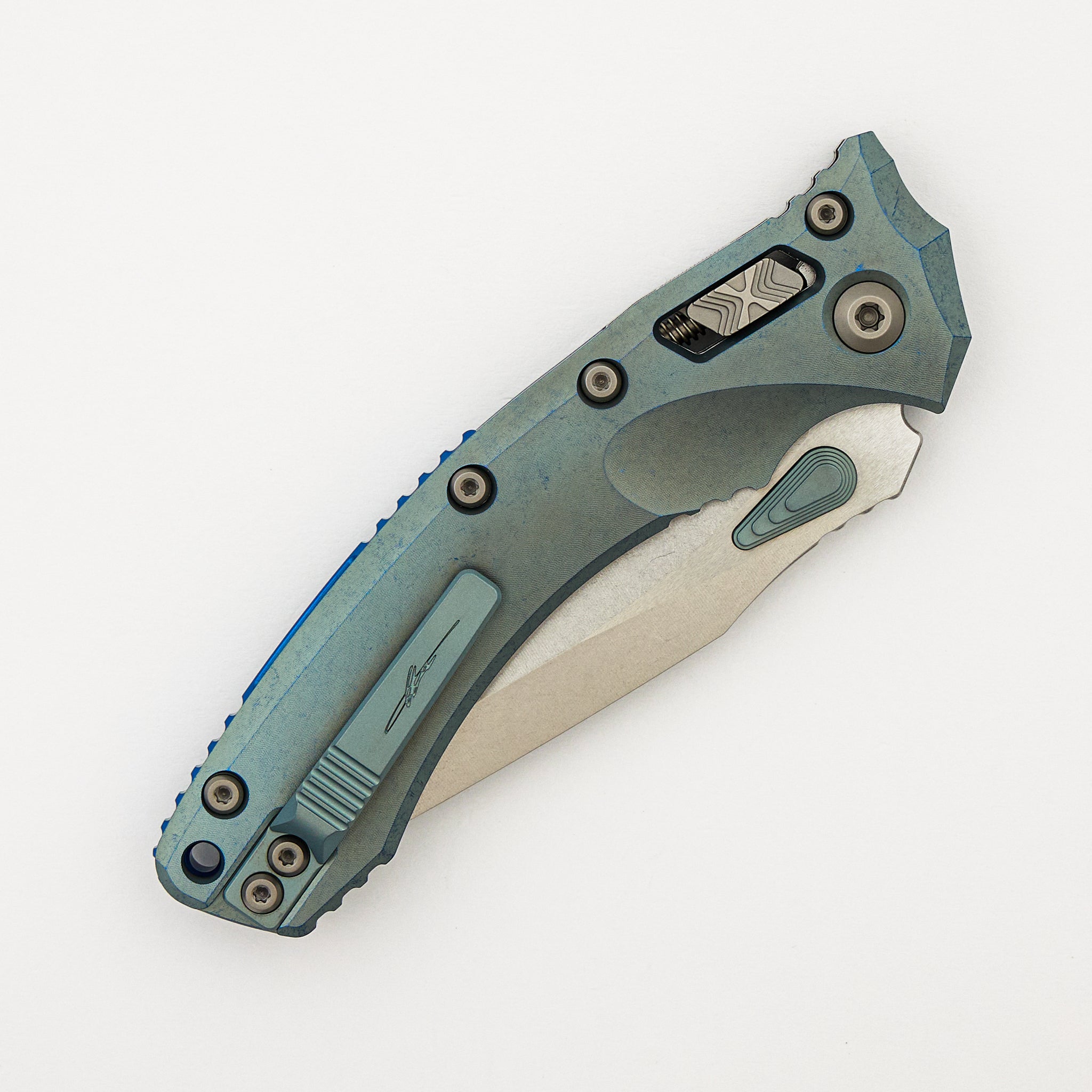 "Marfione Select" Amphibian - RAM-LOK Stonewash Finish Ice Blue Anodized Slab Side Titanium W/ Blue Titanium Accent 137RL-10MS6