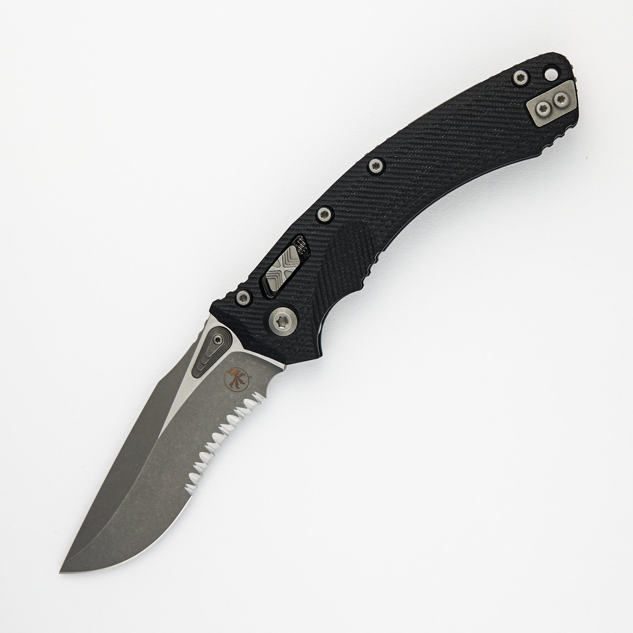 Microtech Amphibian - RAM-LOK S/E Fluted G10 Black Apocalyptic Partial Serrated 137RL-11 APFLGTBK