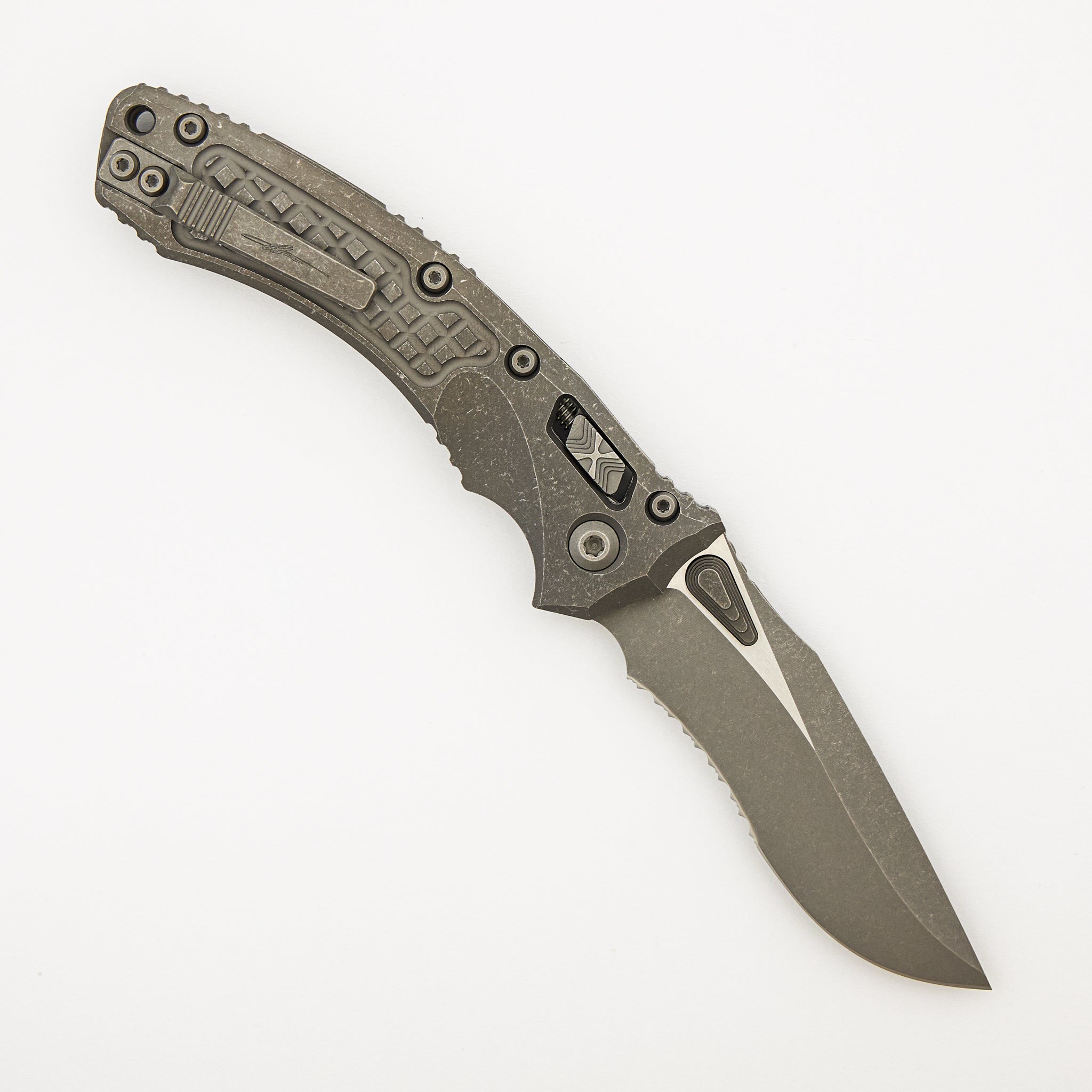 "Marfione Select" Amphibian - RAM-LOK Partial Serrated Apocalyptic Finish Frag Pattern Titanium 137RL-11APFRMS1