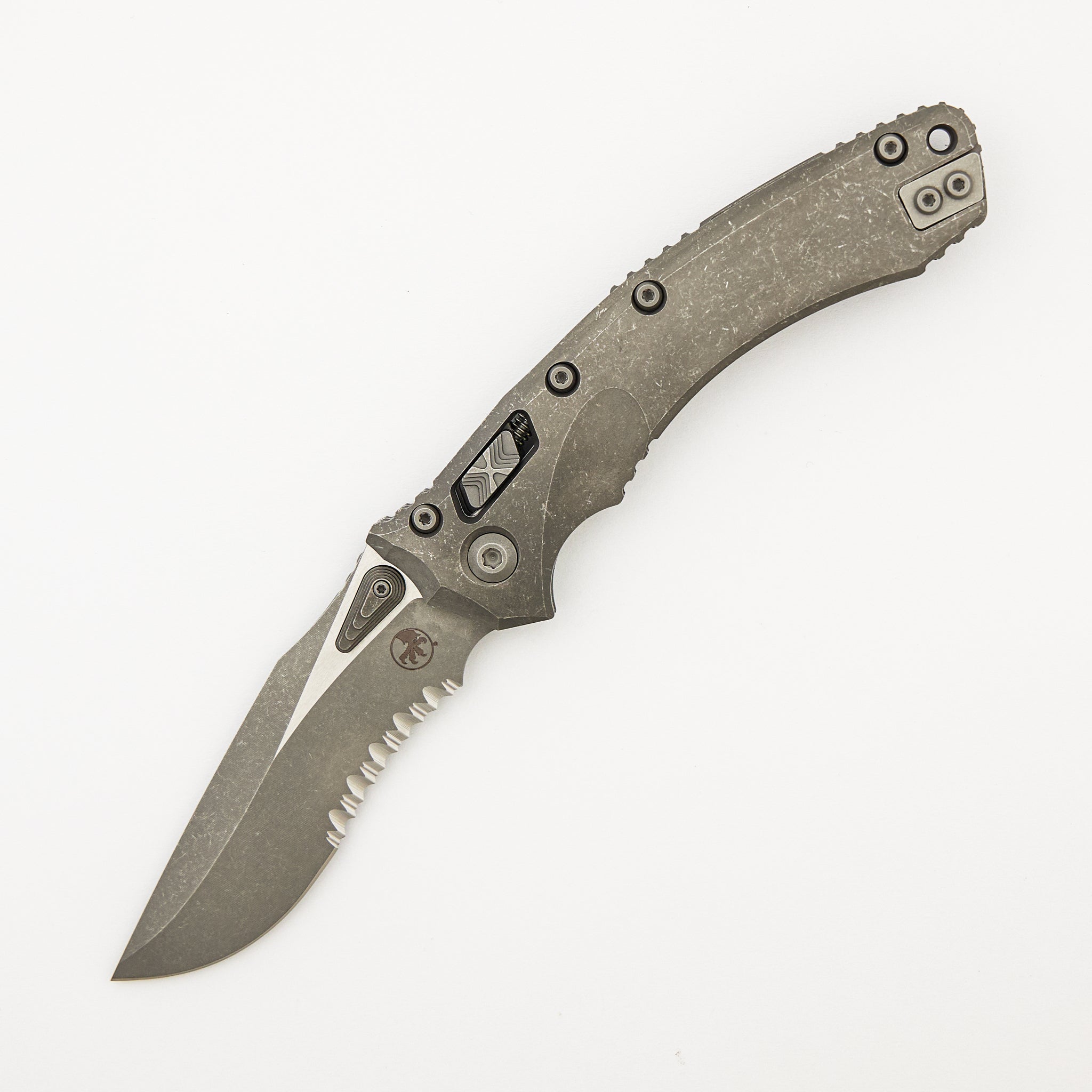 "Marfione Select" Amphibian - RAM-LOK Partial Serrated Apocalyptic Finish Slab Side Titanium 137RL-11APMS1