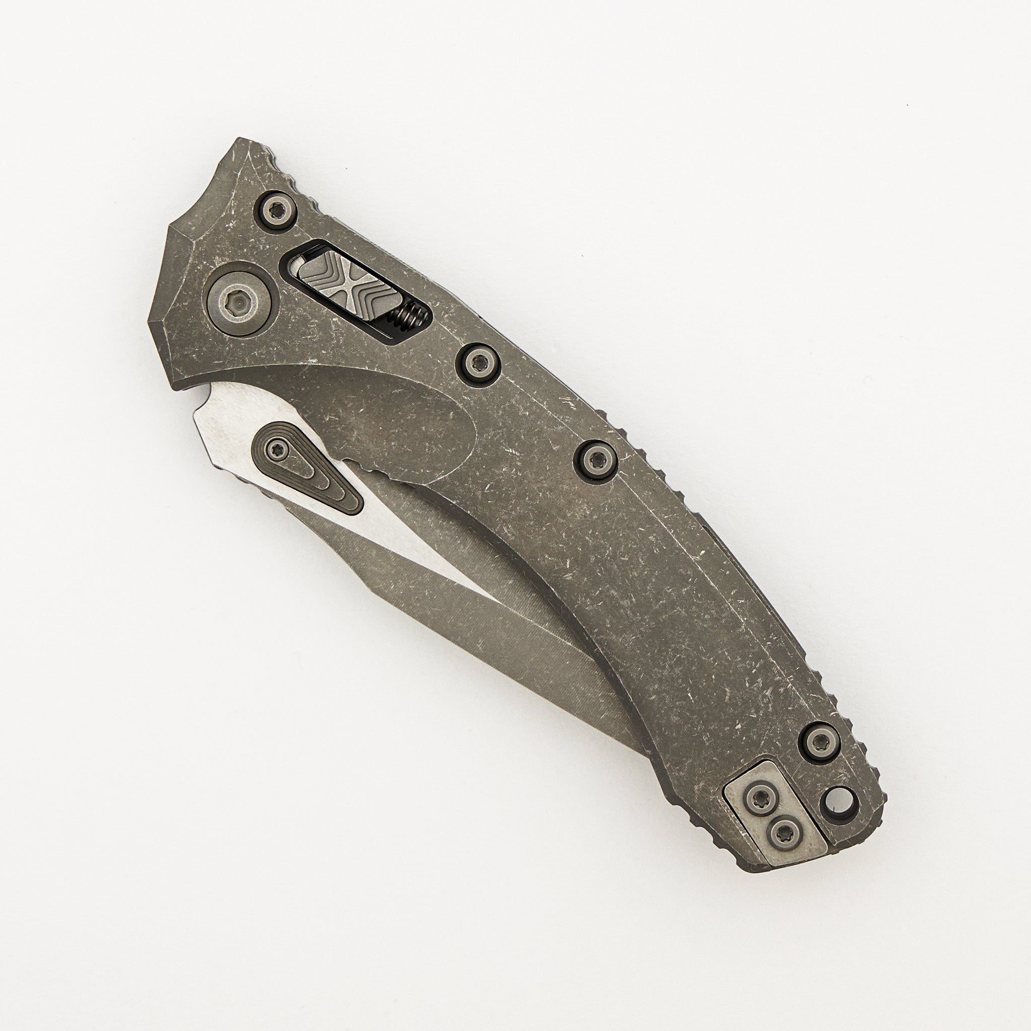 "Marfione Select" Amphibian - RAM-LOK Partial Serrated Apocalyptic Finish Slab Side Titanium 137RL-11APMS1