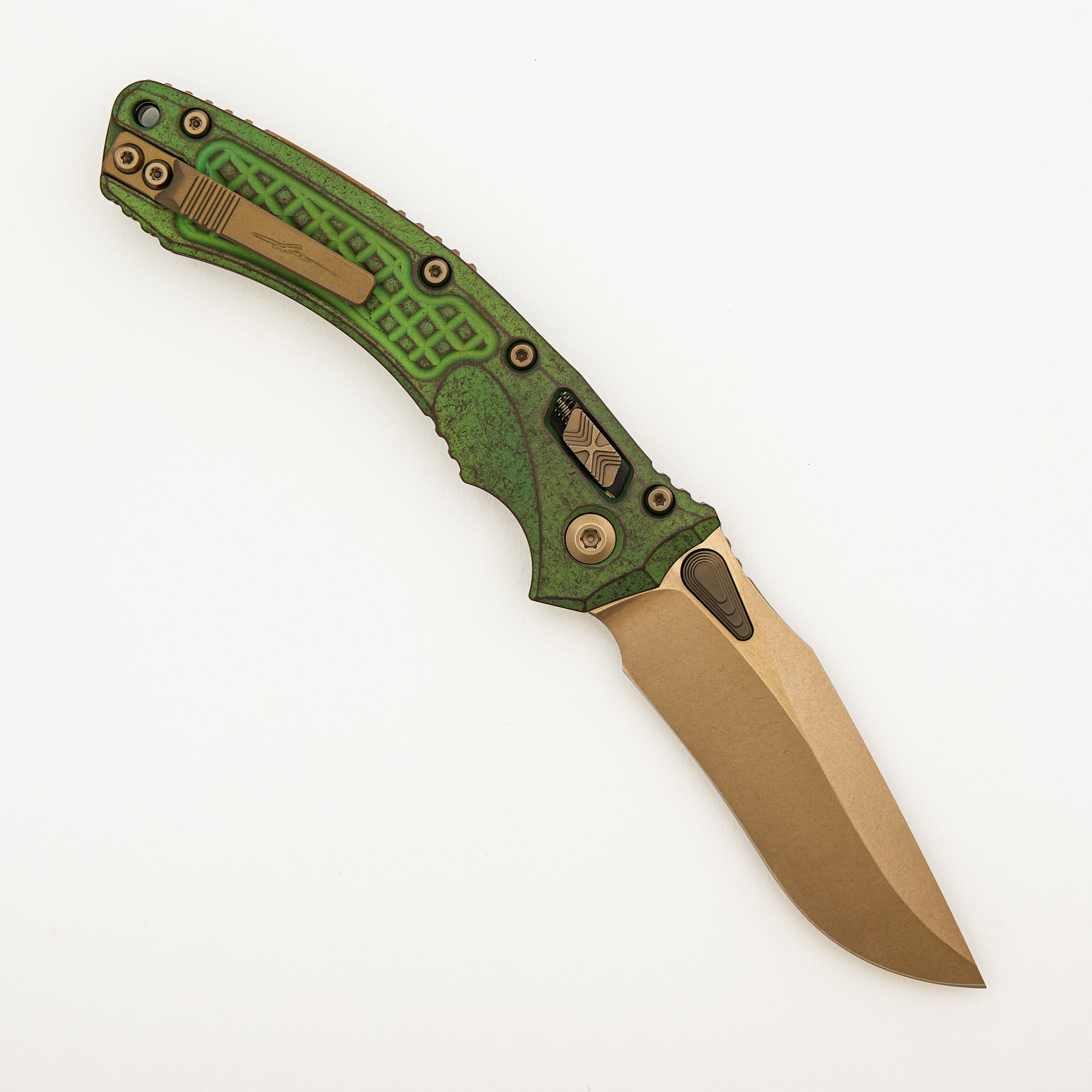 "Marfione Select" Amphibian - RAM-LOK Bronzed Stonewash Finish Antique Green Anodized Frag Pattern Titanium W/ Bronze Accent 137RL-13FRMS1