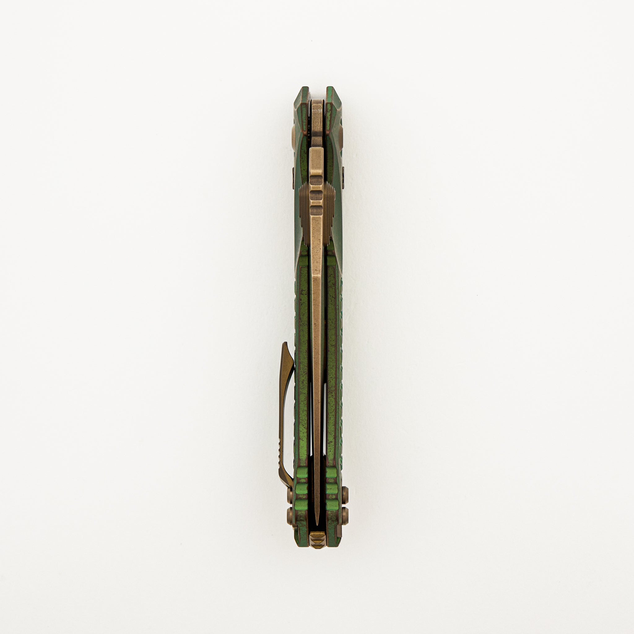 "Marfione Select" Amphibian - RAM-LOK Bronzed Stonewash Finish Antique Green Anodized Frag Pattern Titanium W/ Bronze Accent 137RL-13FRMS1