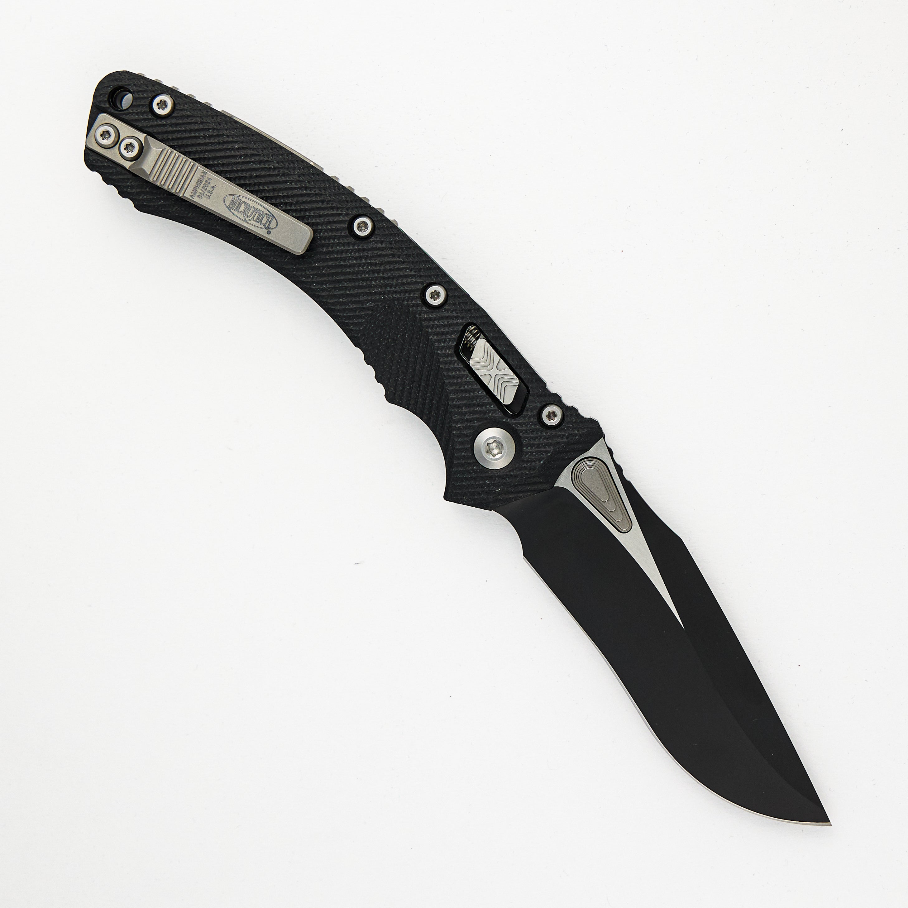 Microtech Amphibian - RAM-LOK Black Drop Point Fluted Black G10 137RL-