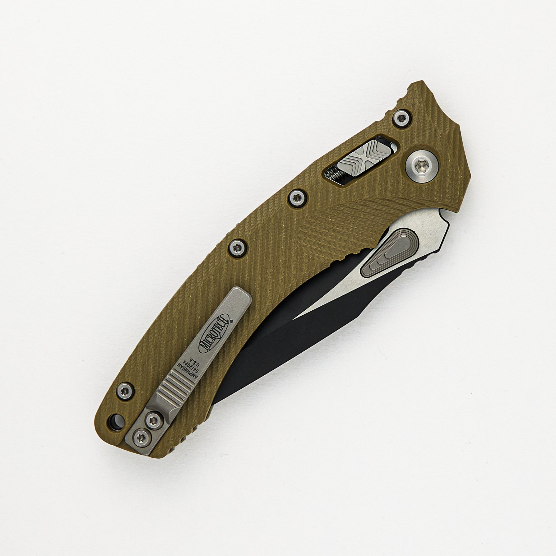 Microtech Amphibian - RAM-LOK Black Drop Point Fluted OD Green G10 137RL-1FLGTOD