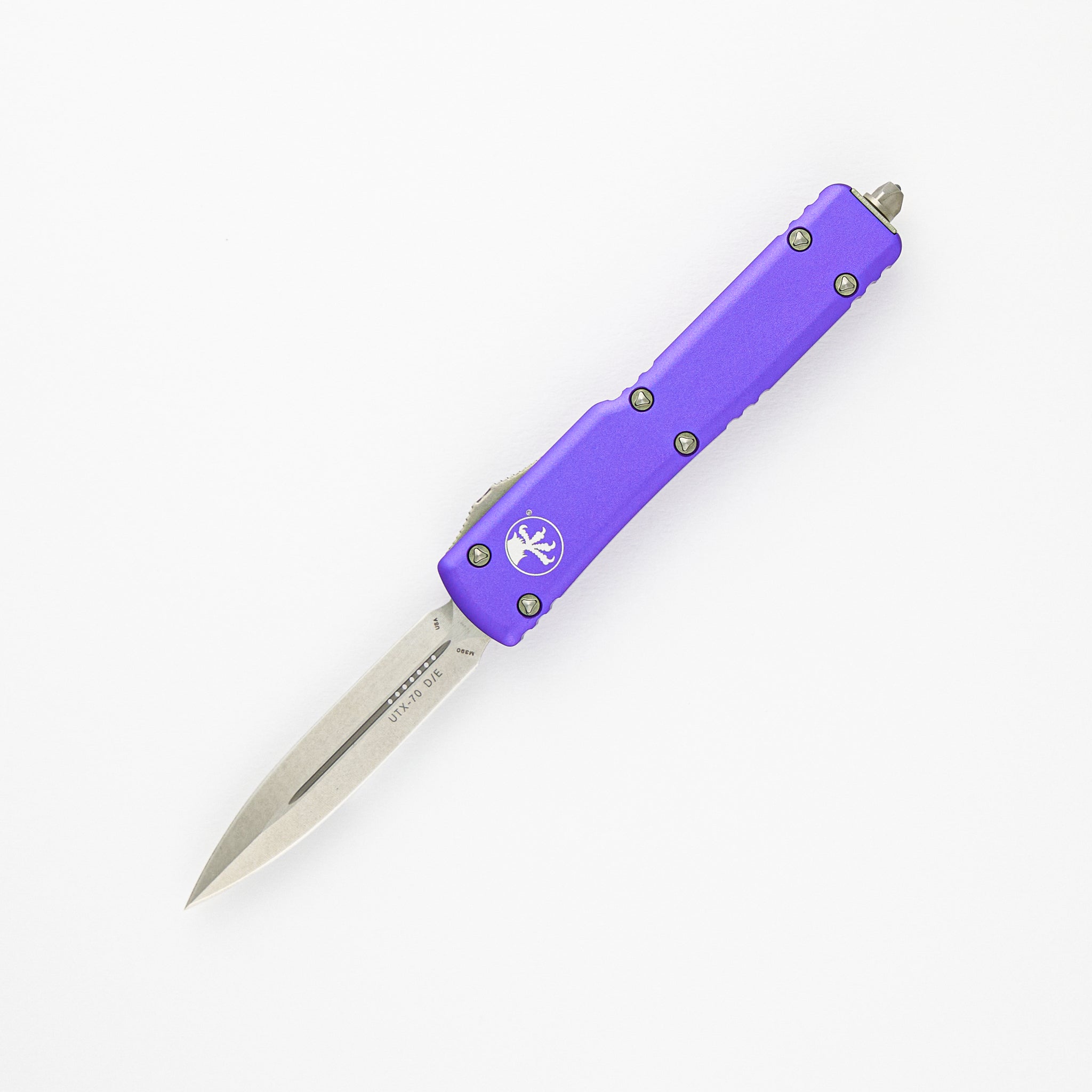 MICROTECH UTX-70 D-E PURPLE STONEWASH STANDARD – M390 BLADE – 147-10 PU