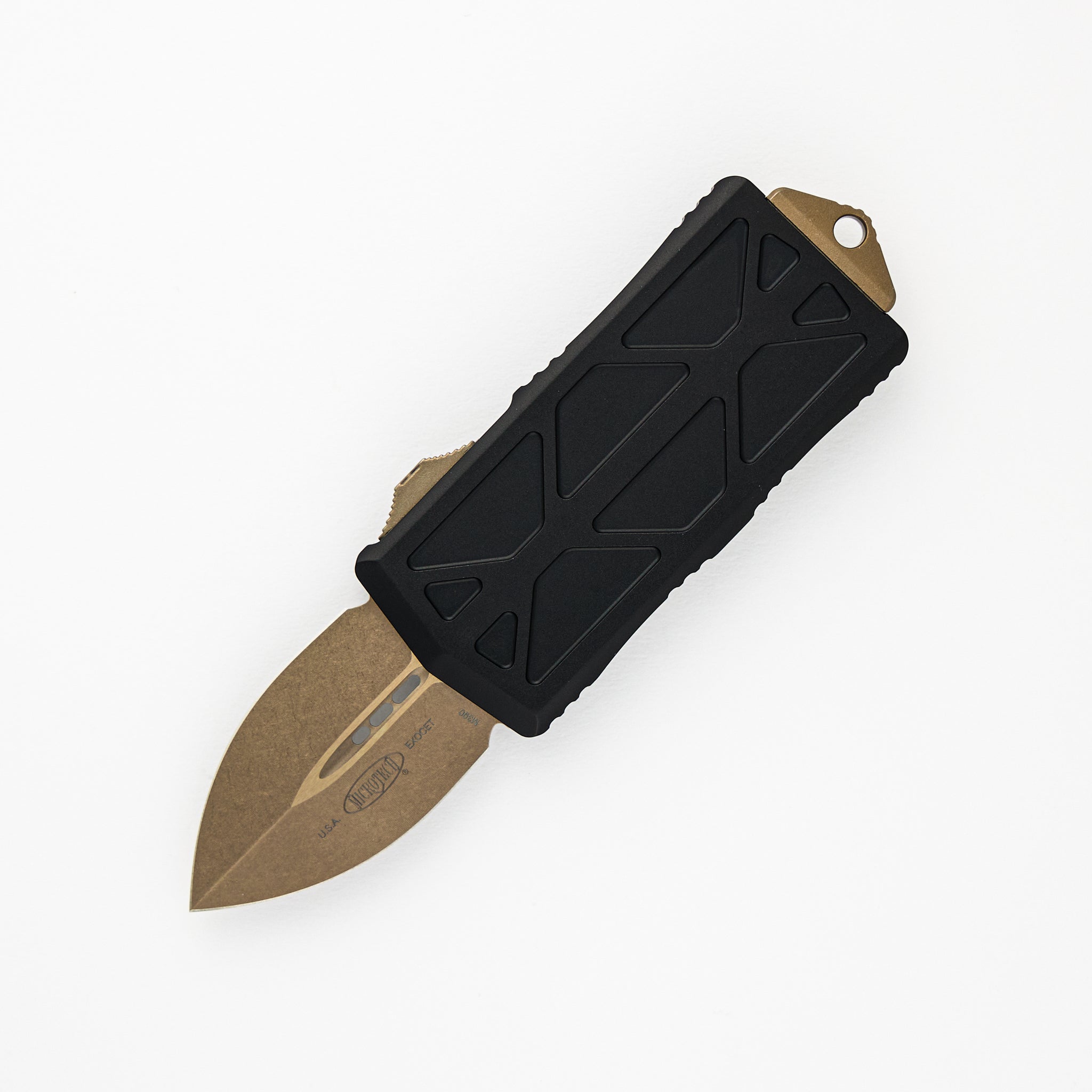 MICROTECH EXOCET - CA-LEGAL OTF KNIFE - MONEYCLIP D-E BRONZE STANDARD 157-13