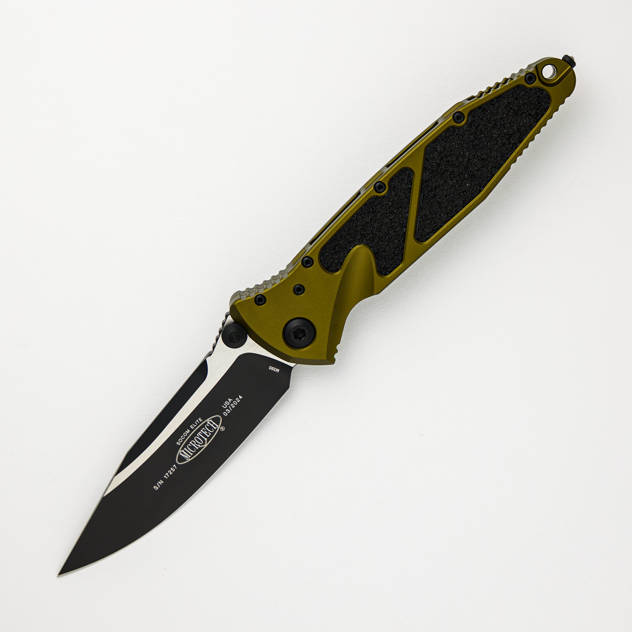 Microtech Socom Elite S/E Black Standard Stonewash Drop Point OD Green 160-1OD