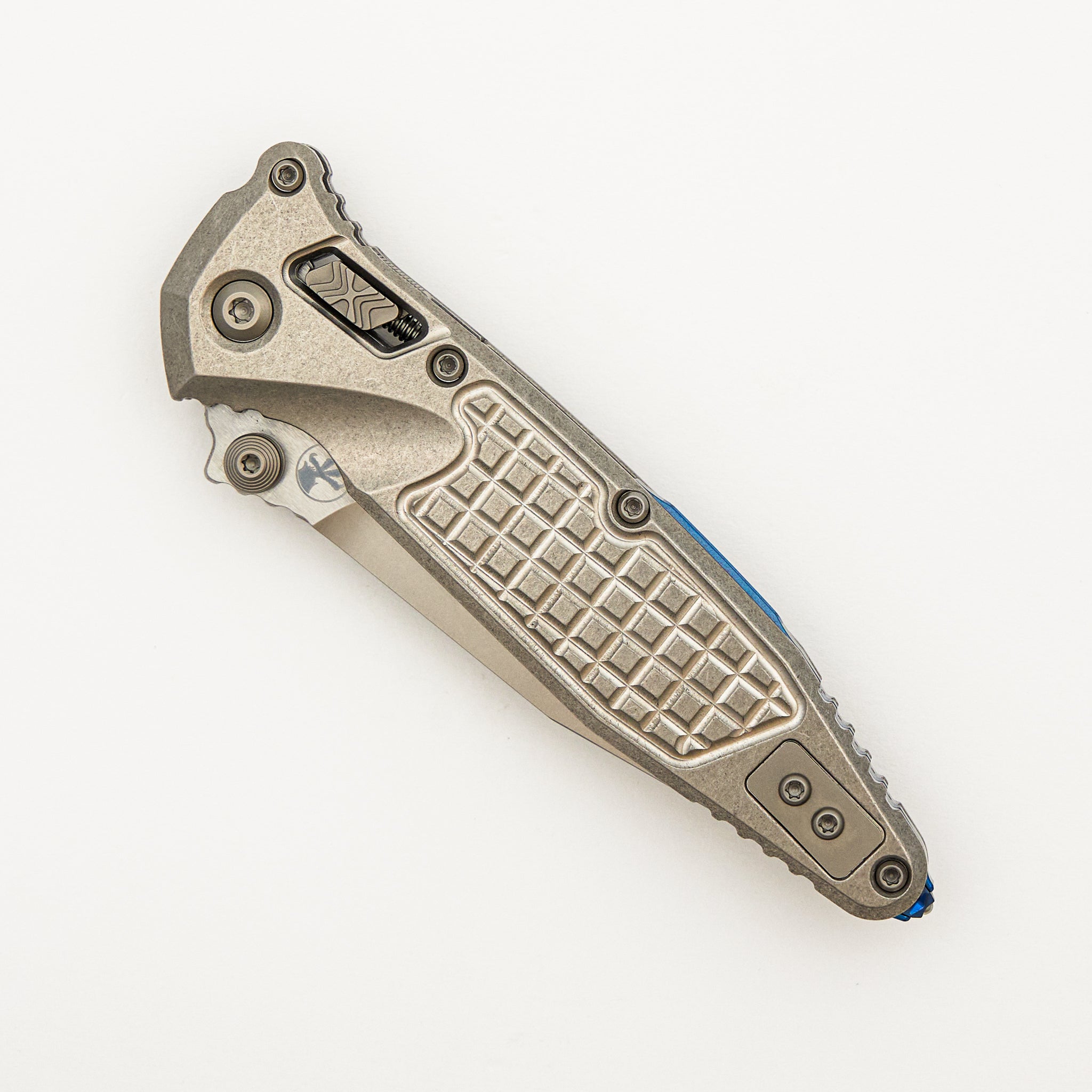 "Marfione Select" Socom RAM-LOK Spear Point Stonewash Finish Frag Pattern Titanium w/ Blue Titanium Accents 160RL-10FRMS3