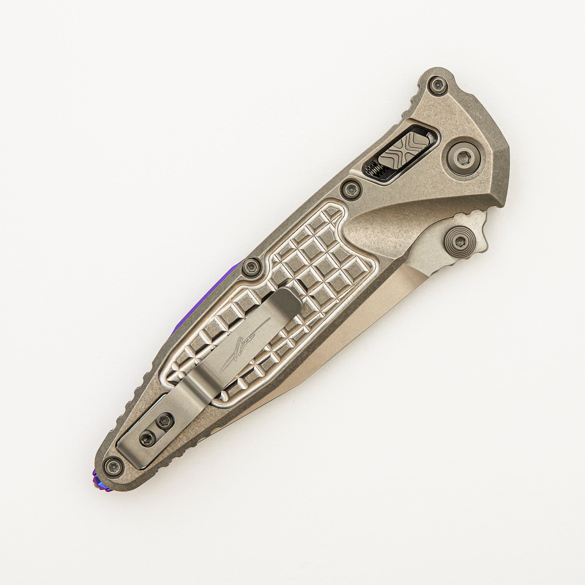 "Marfione Select" Socom RAM-LOK Spear Point Stonewash Finish Frag Pattern Titanium w/ Purple Titanium Accents 160RL-10FRMS4