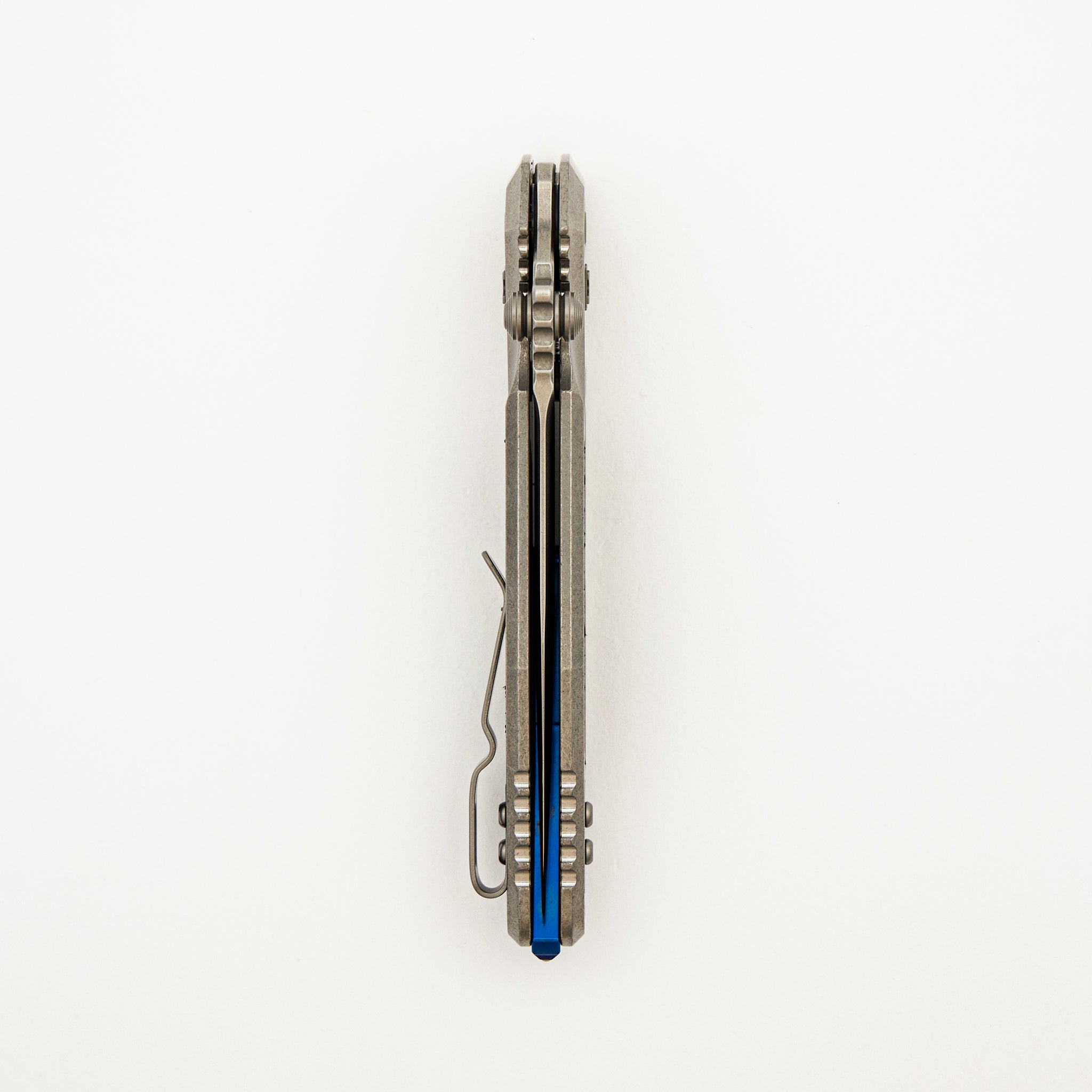 "Marfione Select" Socom RAM-LOK Spear Point Stonewash Finish Titanium W/ Textured Inlay & Blue Accents 160RL-10SMS3
