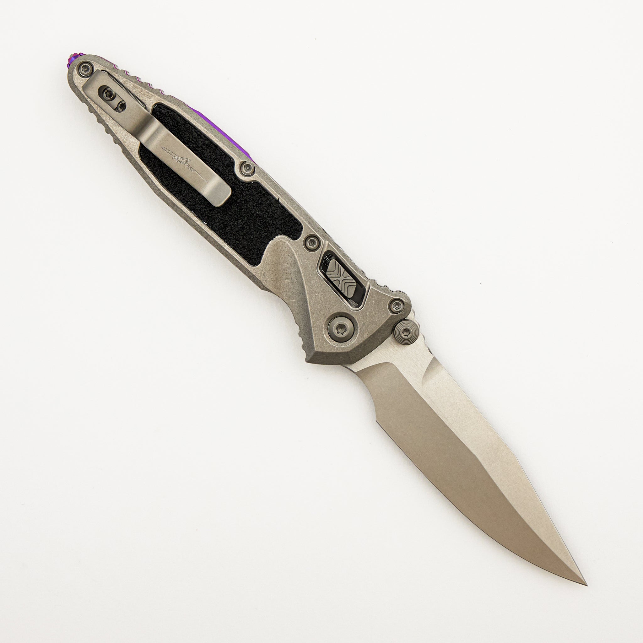 "Marfione Select" Socom RAM-LOK Spear Point Stonewash Finish Titanium W/ Textured Inlay & Purple Accents 160RL-10SMS4
