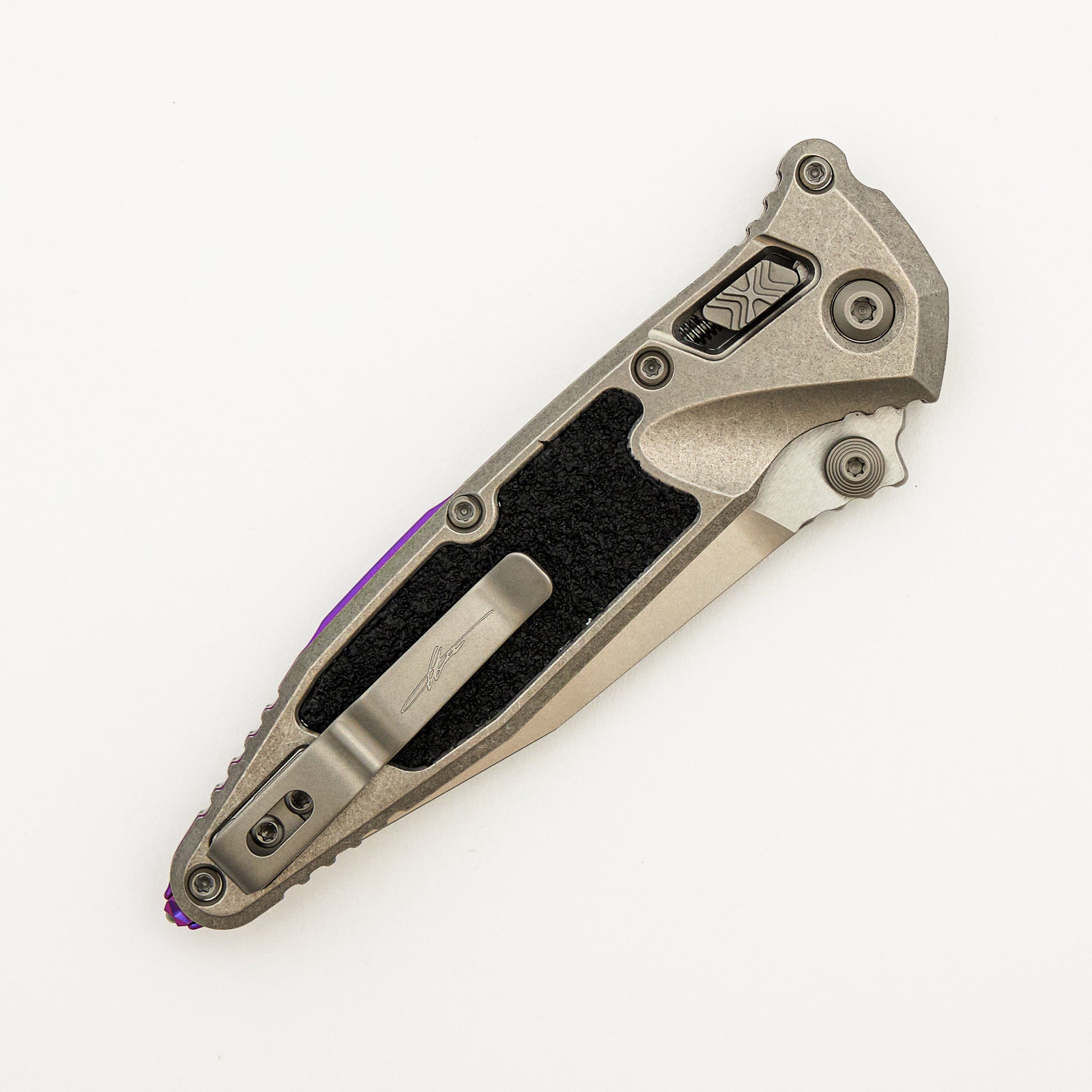 "Marfione Select" Socom RAM-LOK Spear Point Stonewash Finish Titanium W/ Textured Inlay & Purple Accents 160RL-10SMS4