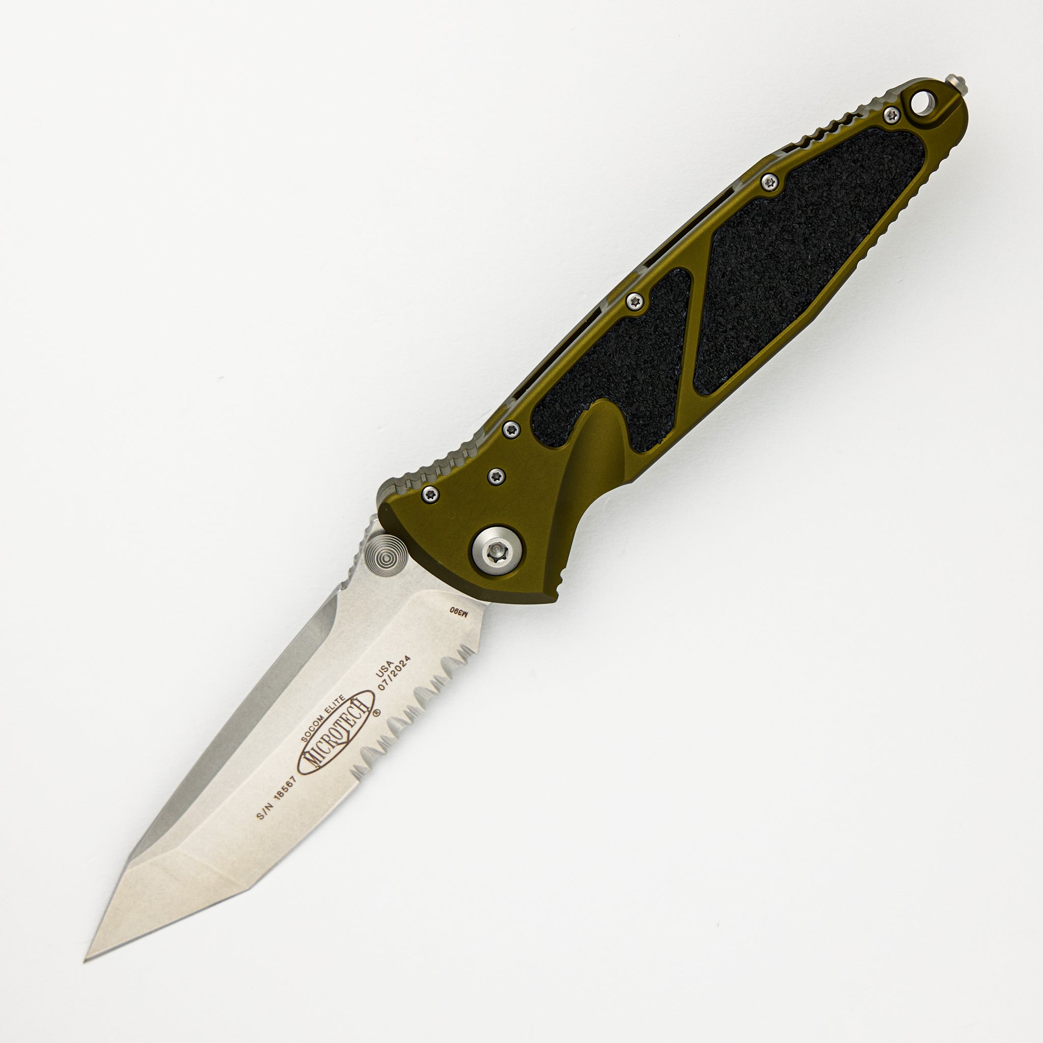 Microtech Socom Elite T/E OD Green Stonewash Partial Serrated 161-11 OD