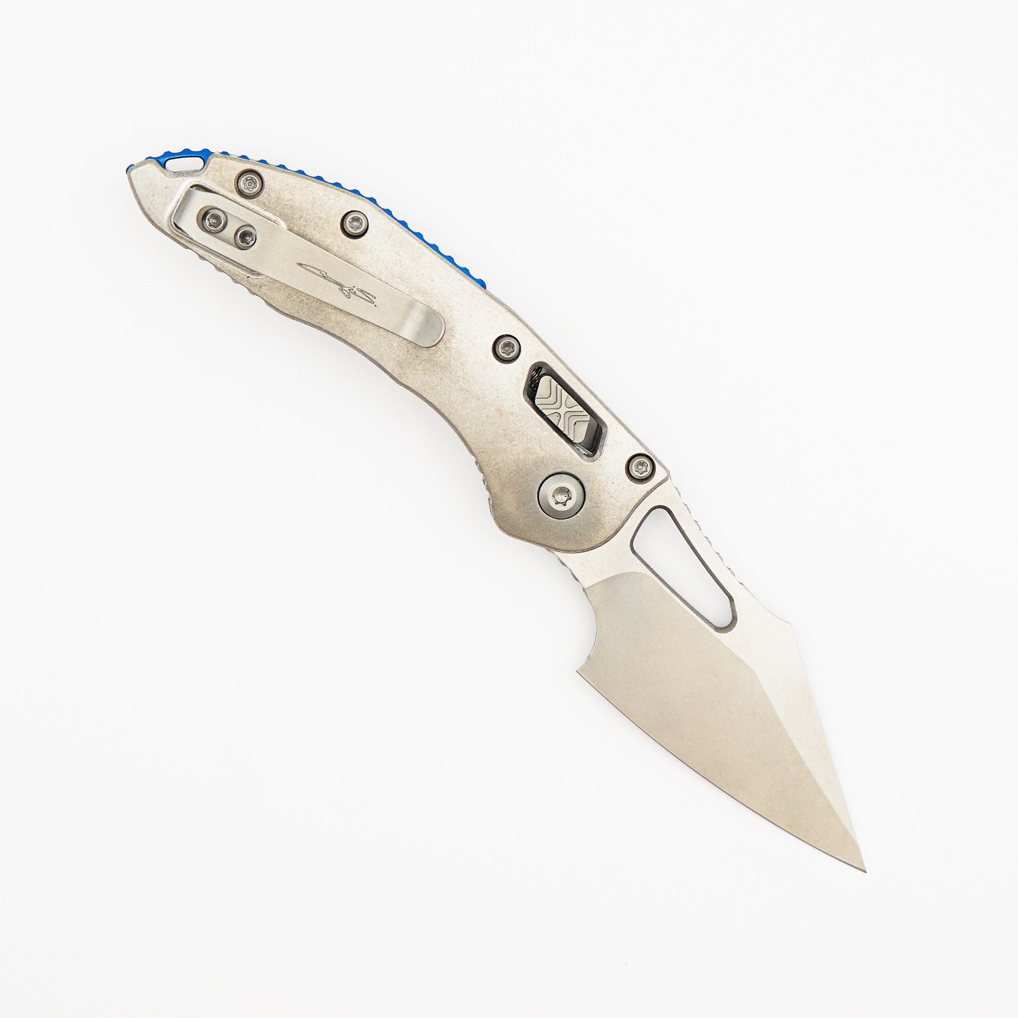 "Marfione Select" M-Stitch - RAM-LOK Stonewash Finish Slab Side Titanium W/ Blue Accent 169MRL-10MS2