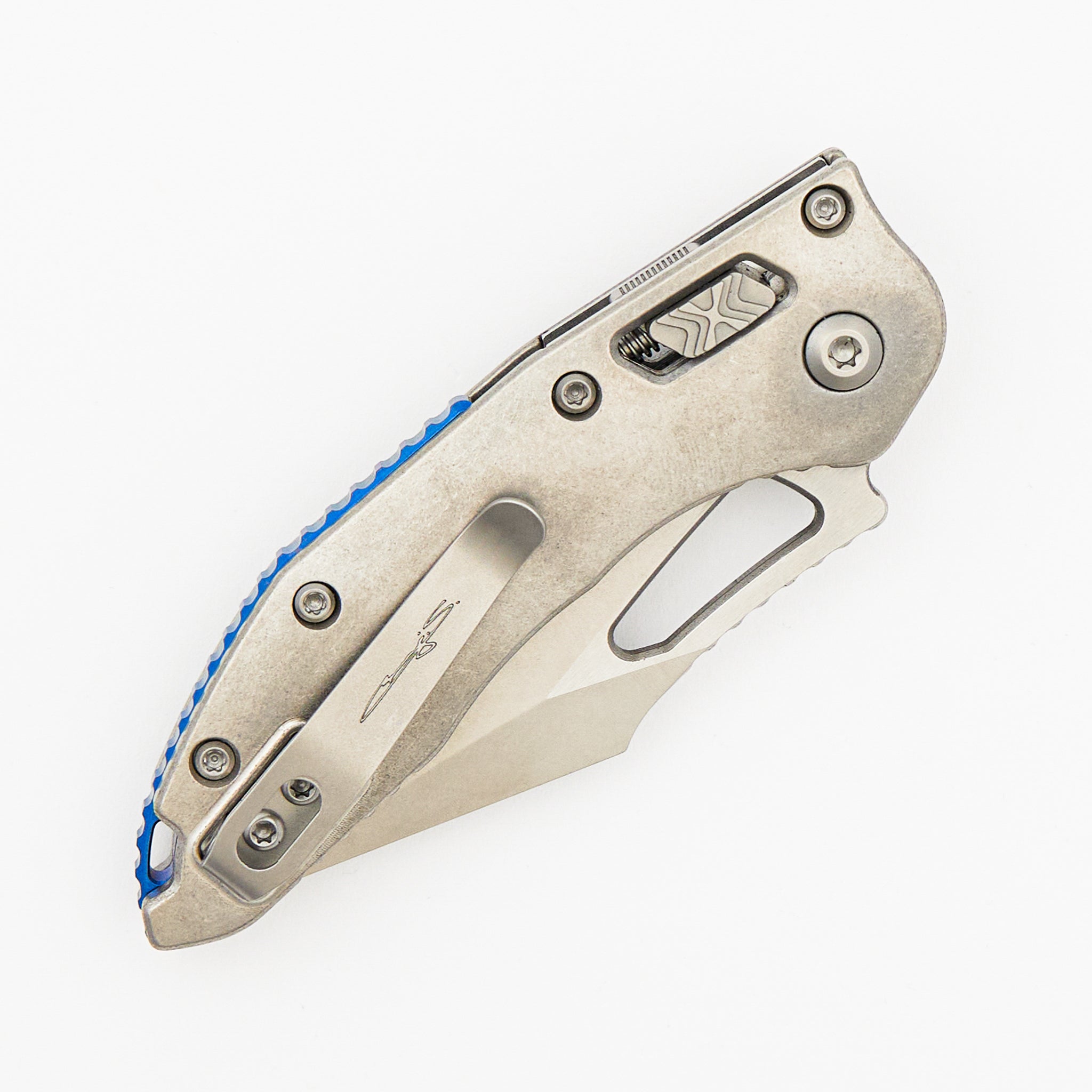 "Marfione Select" M-Stitch - RAM-LOK Stonewash Finish Slab Side Titanium W/ Blue Accent 169MRL-10MS2