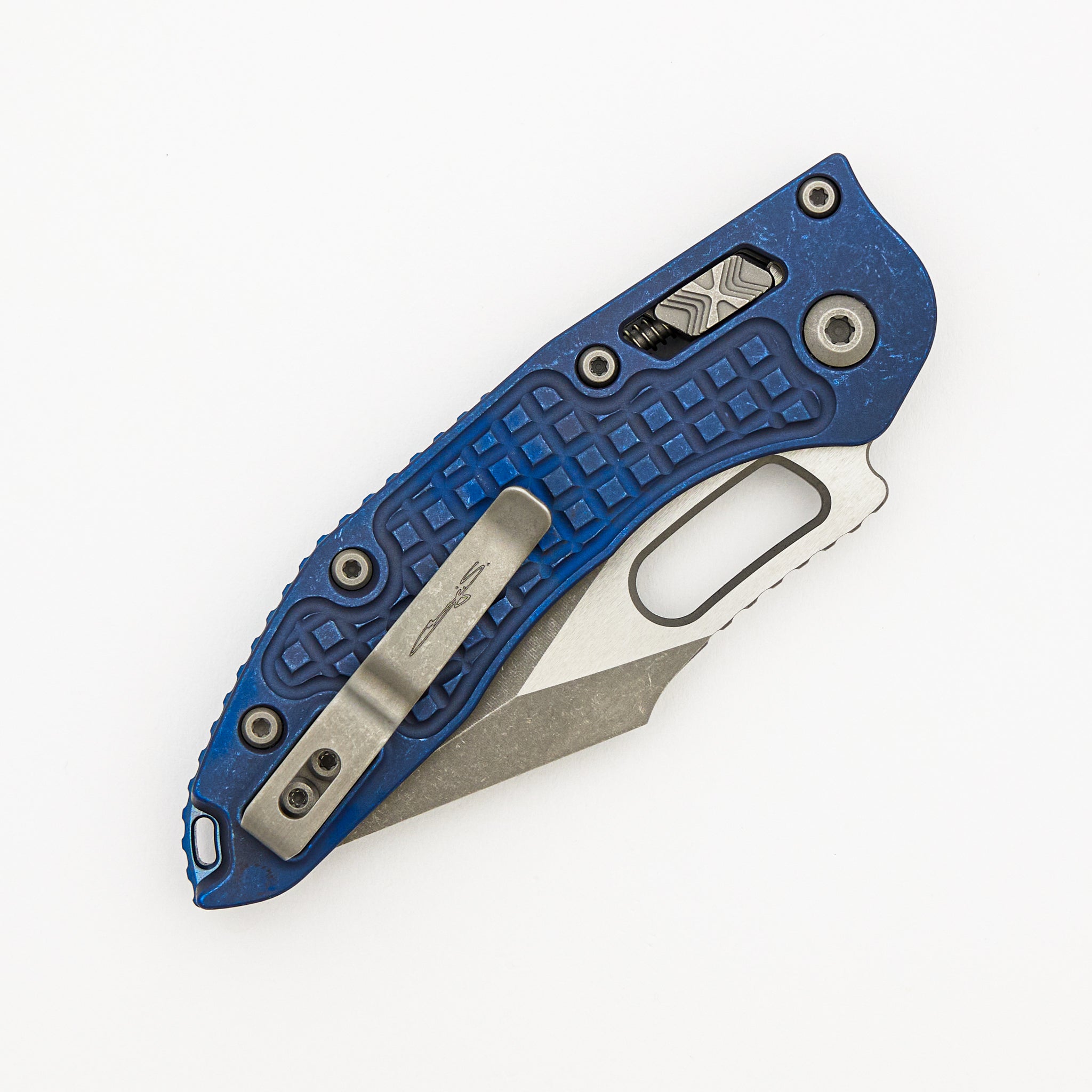 "Marfione Select" Stitch - RAM-LOK Apocalyptic Finish Antique Blue Anodized Frag Pattern Titanium W/ Blue Accent 169RL-10APFRMS2