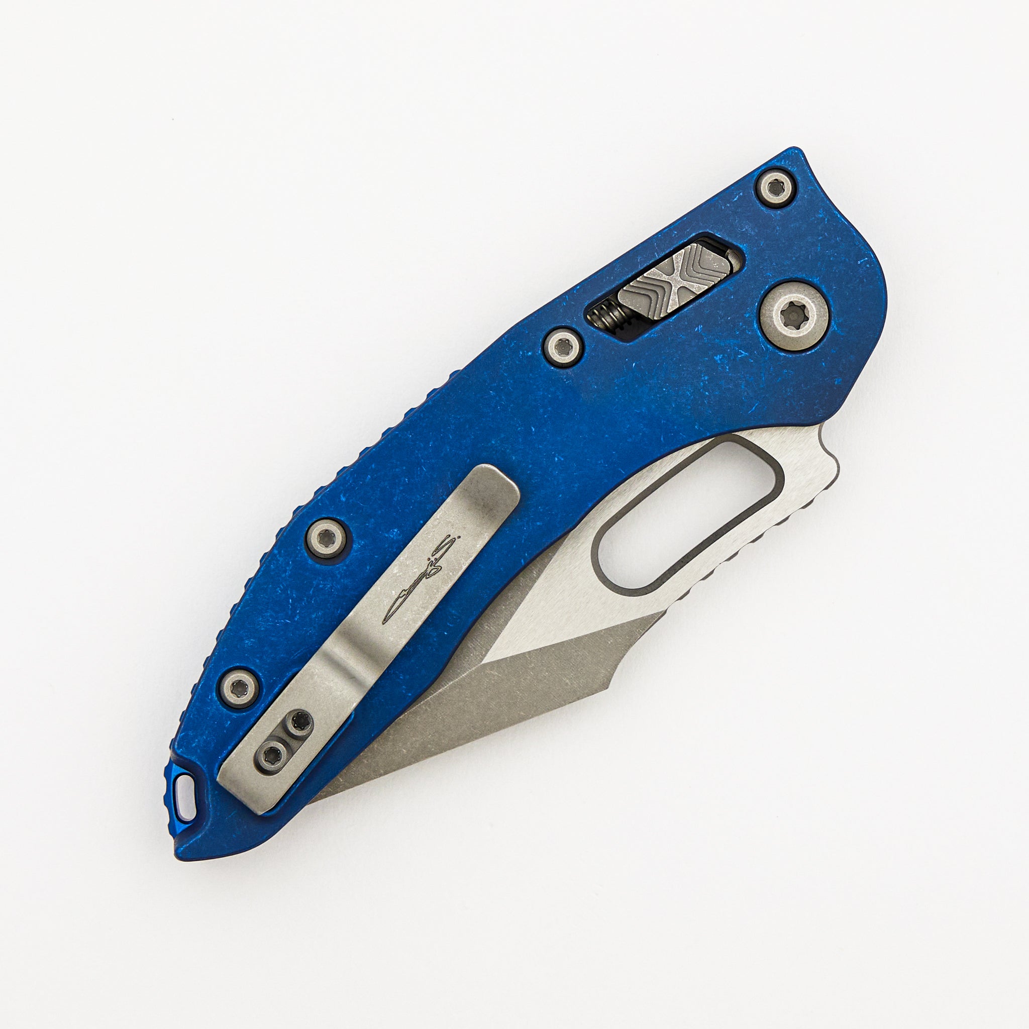 "Marfione Select" Stitch - RAM-LOK Apocalyptic Finish Antique Blue Anodized Slab Side Titanium W/ Blue Accent 169RL-10APMS2