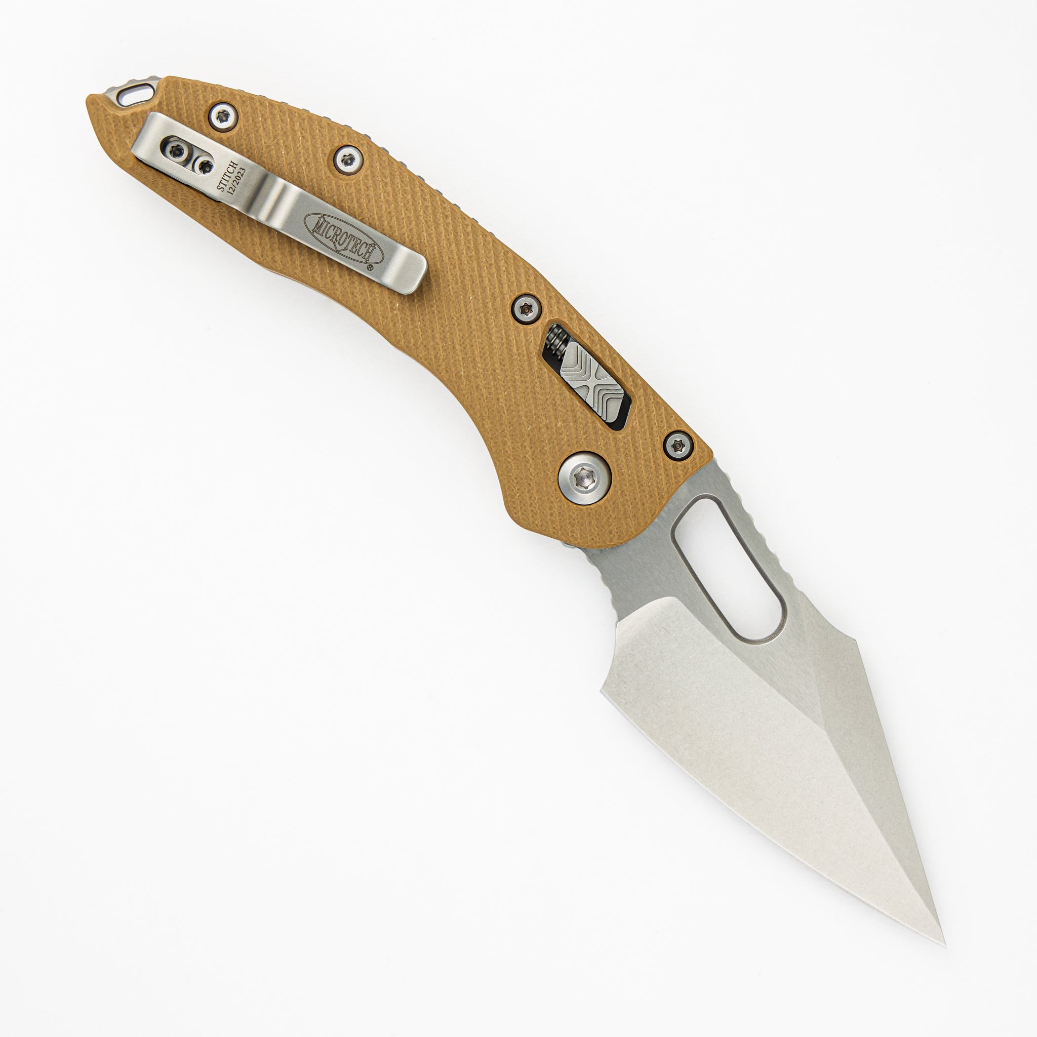 Microtech Stitch - RAM-LOK S/E Fluted G-10 Tan Stonewash Standard 169RL-10 FLGTTA