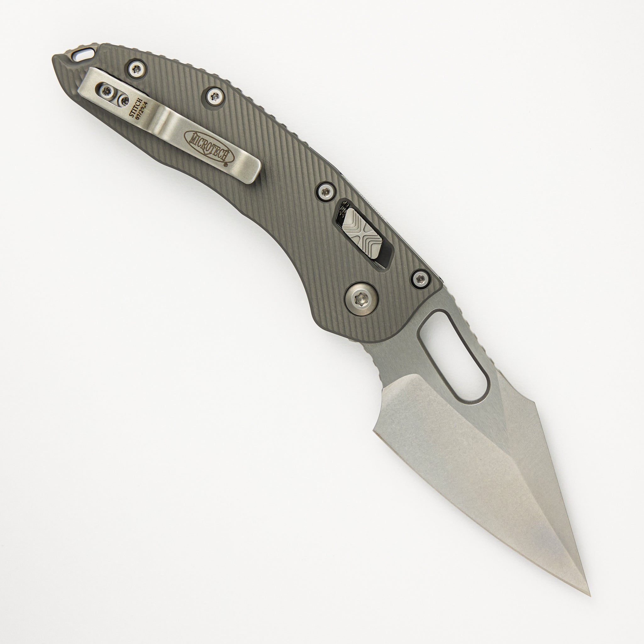 Microtech Stitch - RAM-LOK S/E Fluted Natural Clear Aluminum Stonewash Standard 169RL-10FLNC