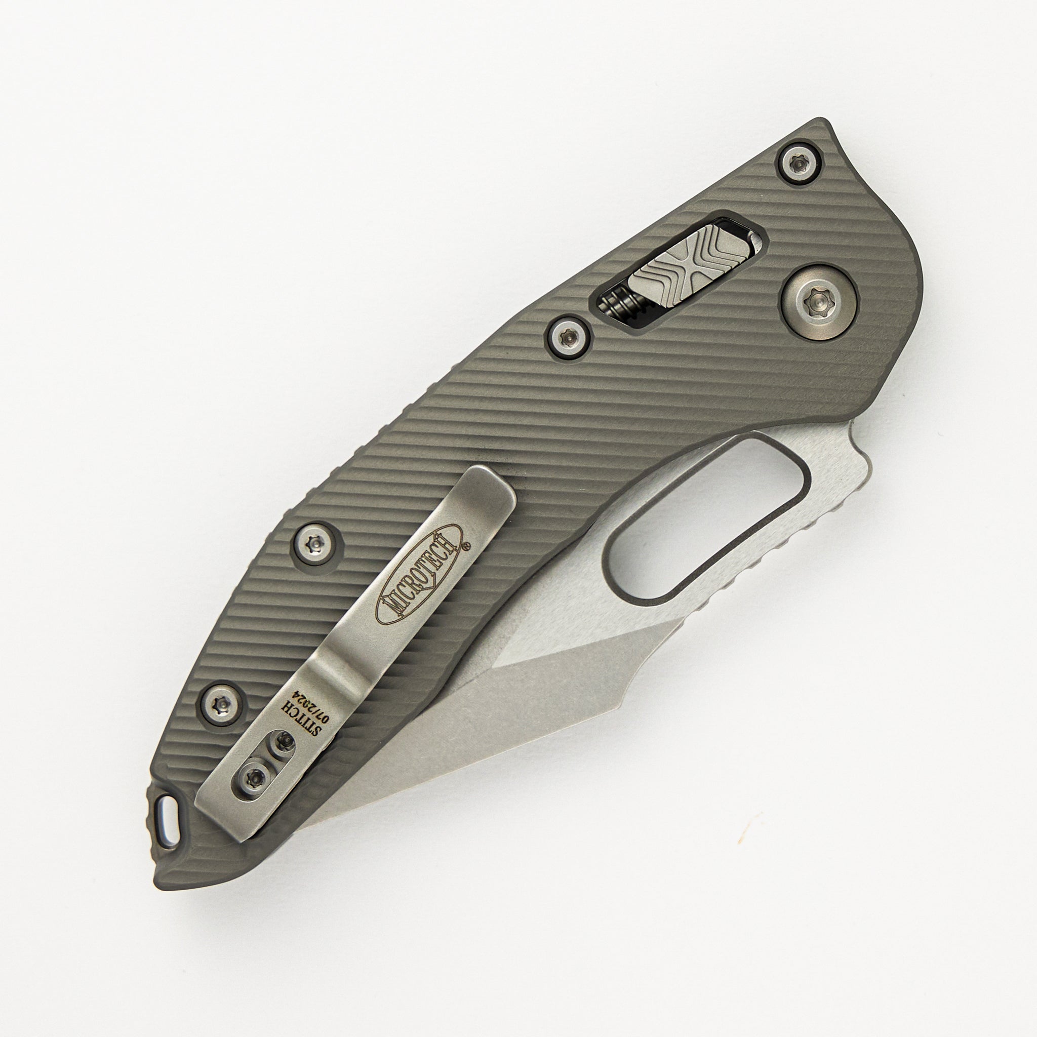 Microtech Stitch - RAM-LOK S/E Fluted Natural Clear Aluminum Stonewash Standard 169RL-10FLNC