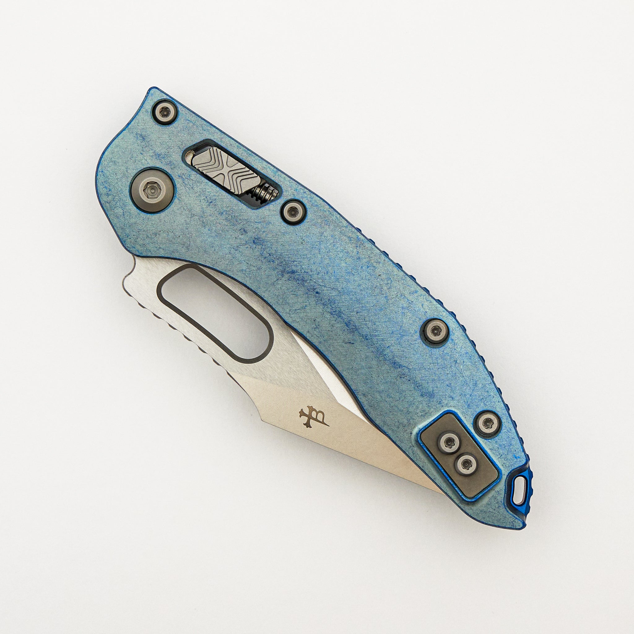 "Marfione Select" Stitch - RAM-LOK Stonewash Finish Ice Blue Anodized Slab Side Titanium W/ Blue Titanuim Accent 169RL-10MS6
