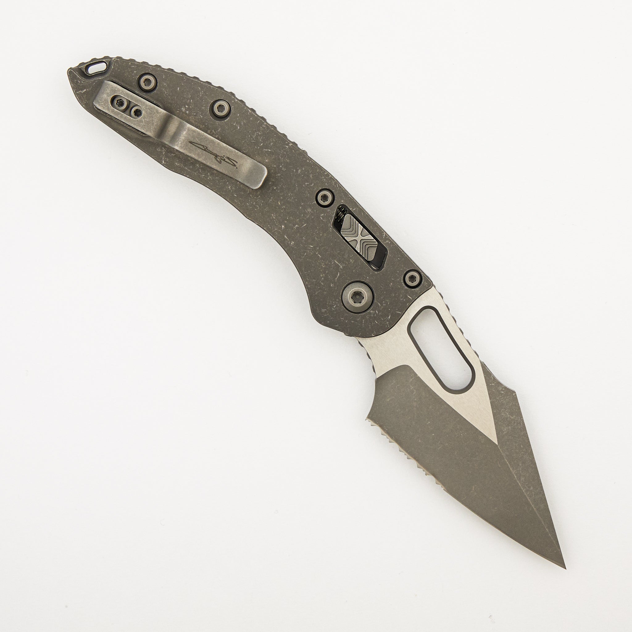"Marfione Select" Stitch - RAM-LOK Partial Serrated Apocalyptic Finish Slab Side Titanium 169RL-11APMS1
