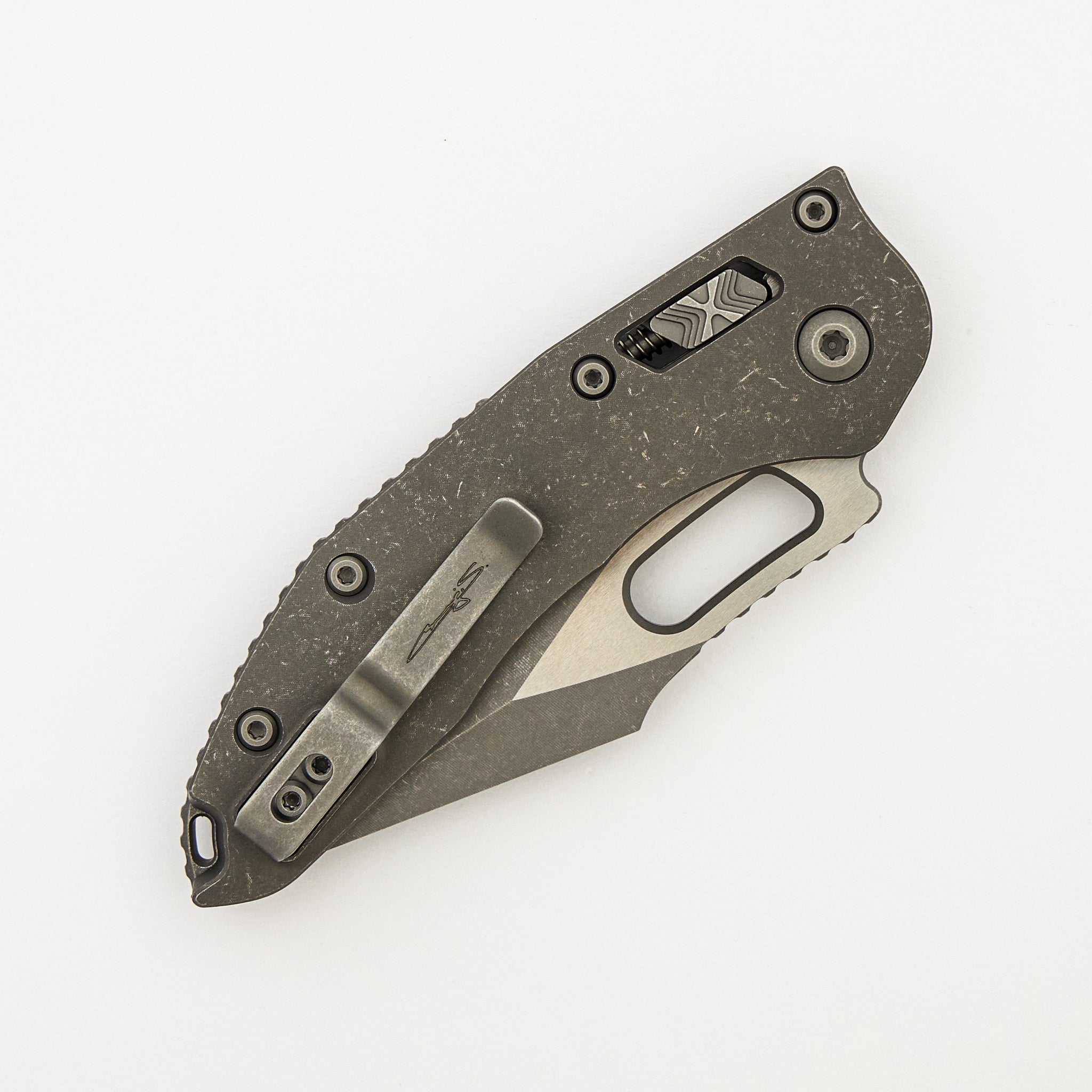 "Marfione Select" Stitch - RAM-LOK Partial Serrated Apocalyptic Finish Slab Side Titanium 169RL-11APMS1