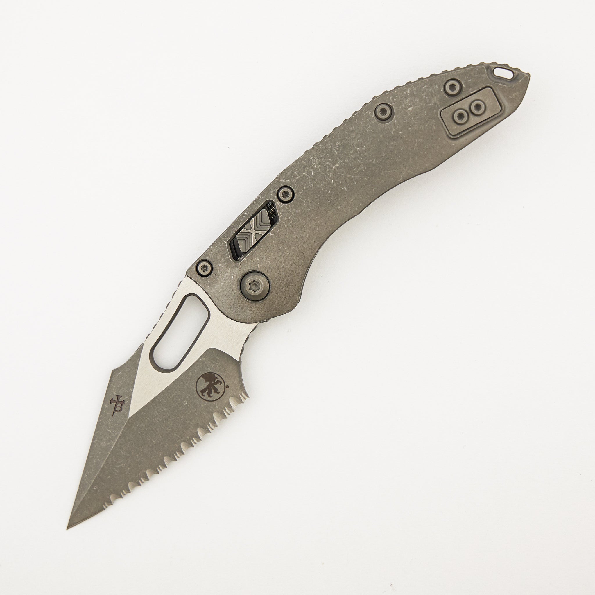 "Marfione Select" Stitch - RAM-LOK Full Serrated Apocalyptic Finish Slab Side Titanium 169RL-12APMS1