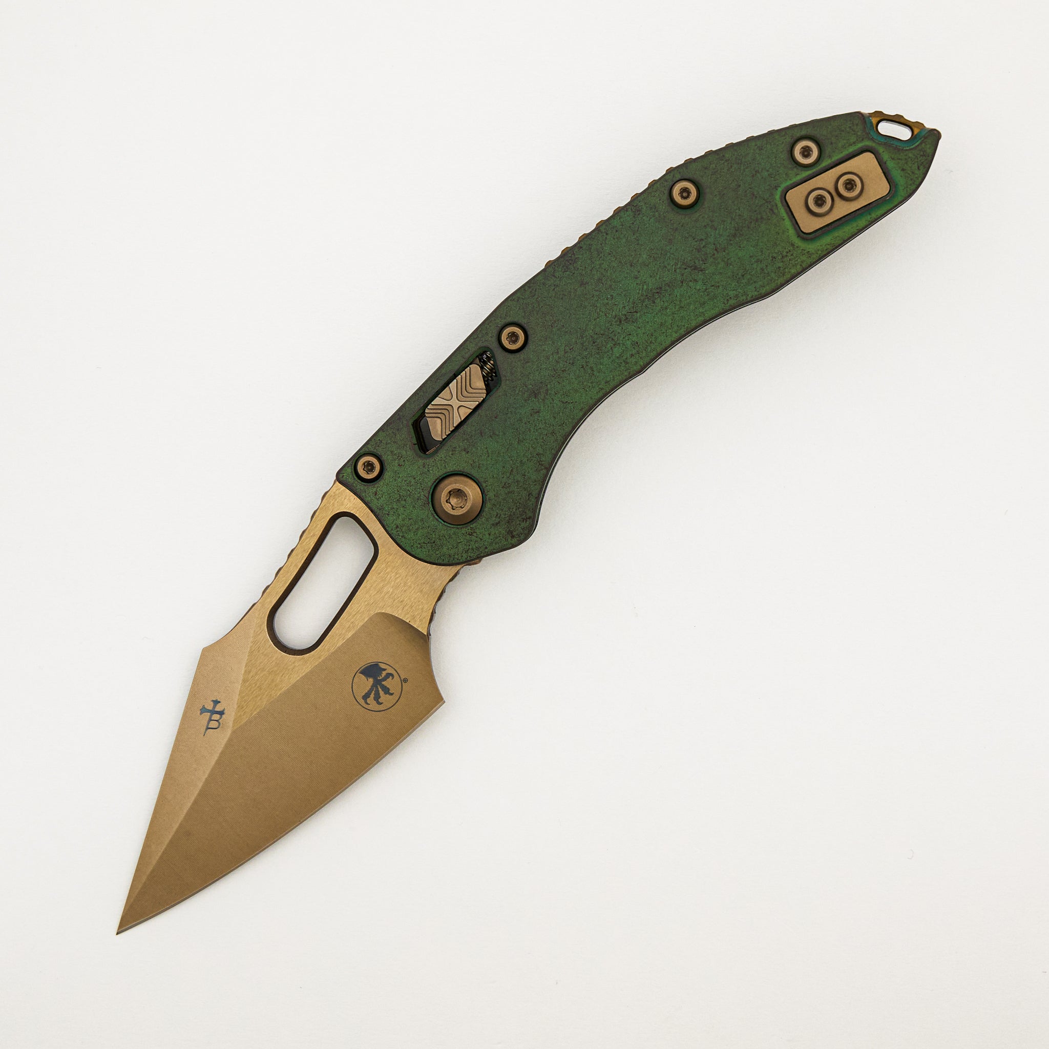 "Marfione Select" Stitch - RAM-LOK Bronzed Stonewash Finish Antique Green Anodized Slab Side Titanium W/ Bronze Titanium Accent 169RL-13MS1