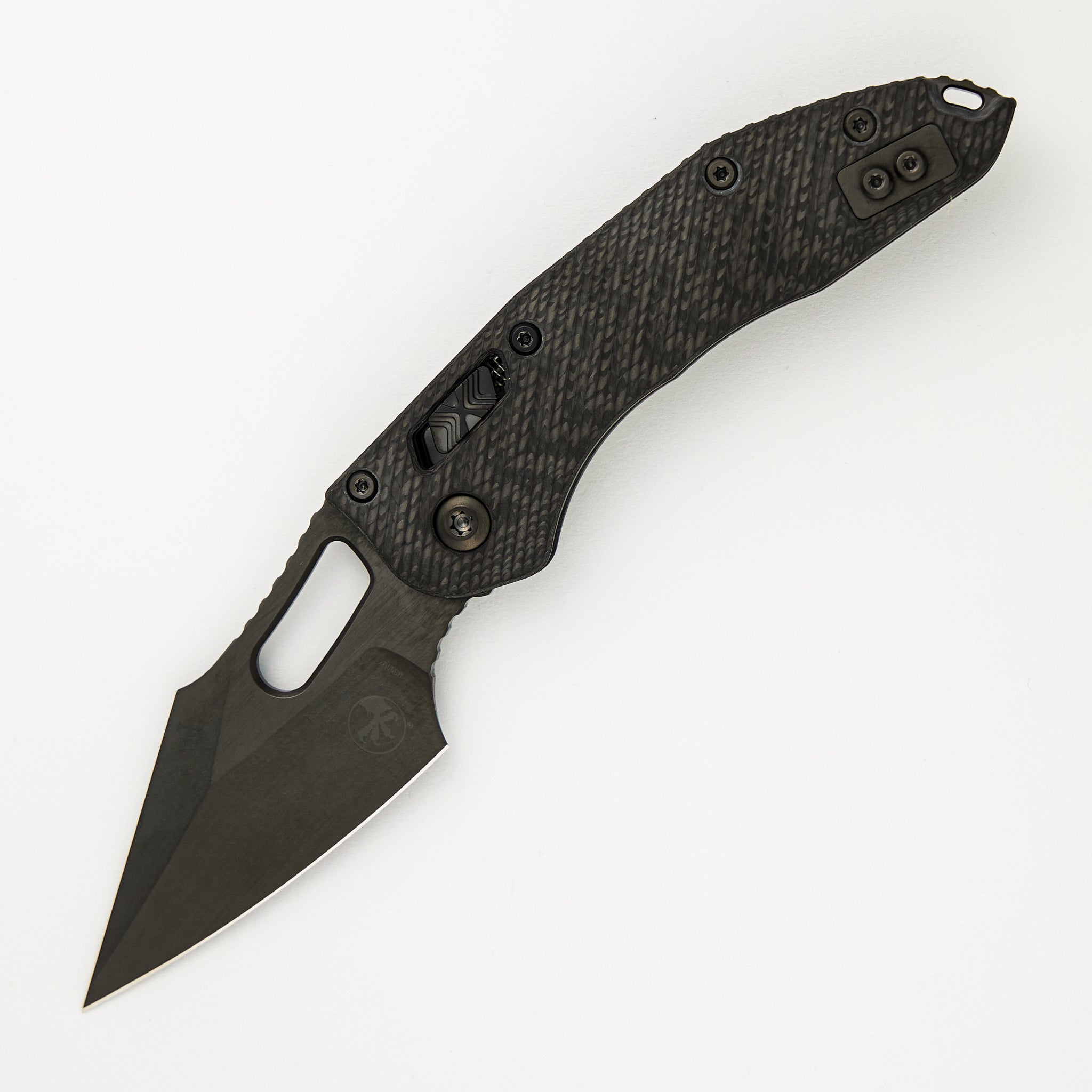 Microtech Stitch - RAM-LOK S/E Signature Series Fluted Carbon Fiber Handle DLC Standard 169RL-1 DLCTFLCFS