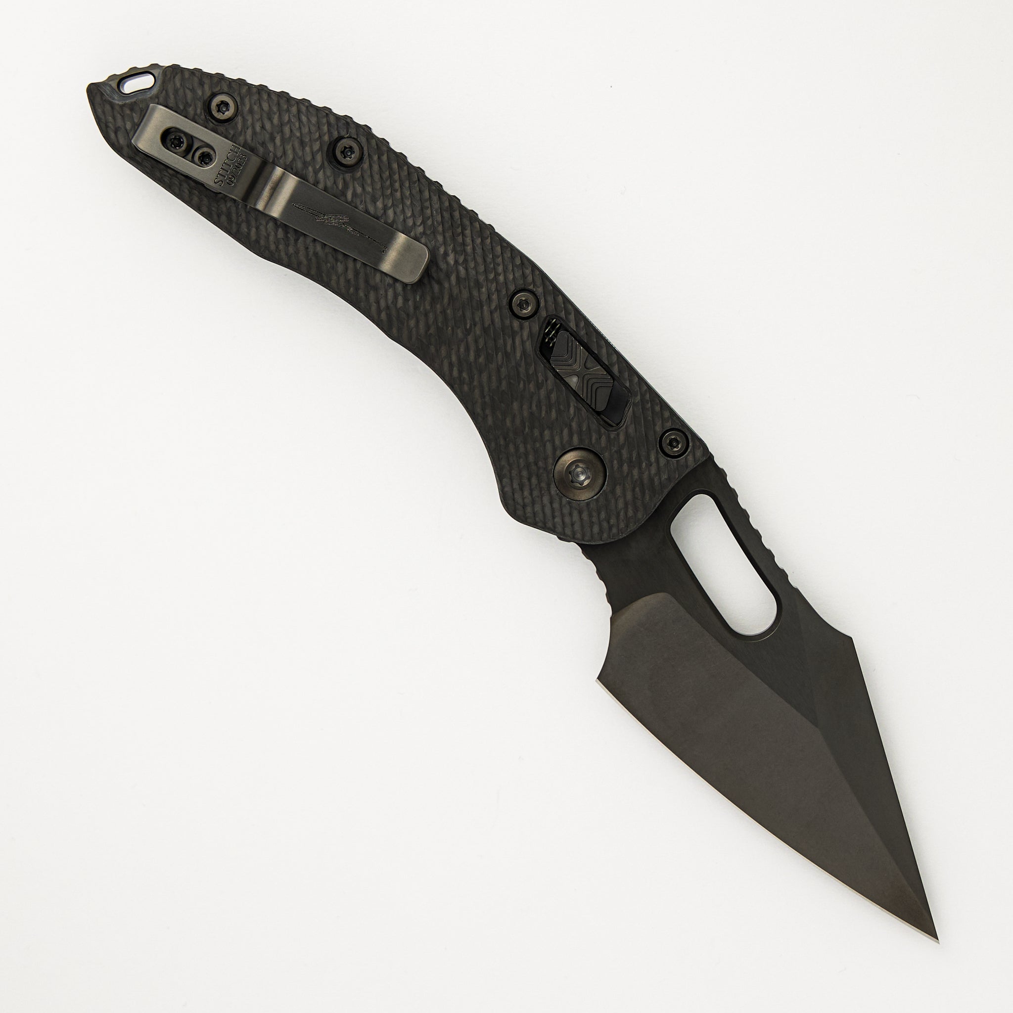 Microtech Stitch - RAM-LOK S/E Signature Series Fluted Carbon Fiber Handle DLC Standard 169RL-1 DLCTFLCFS