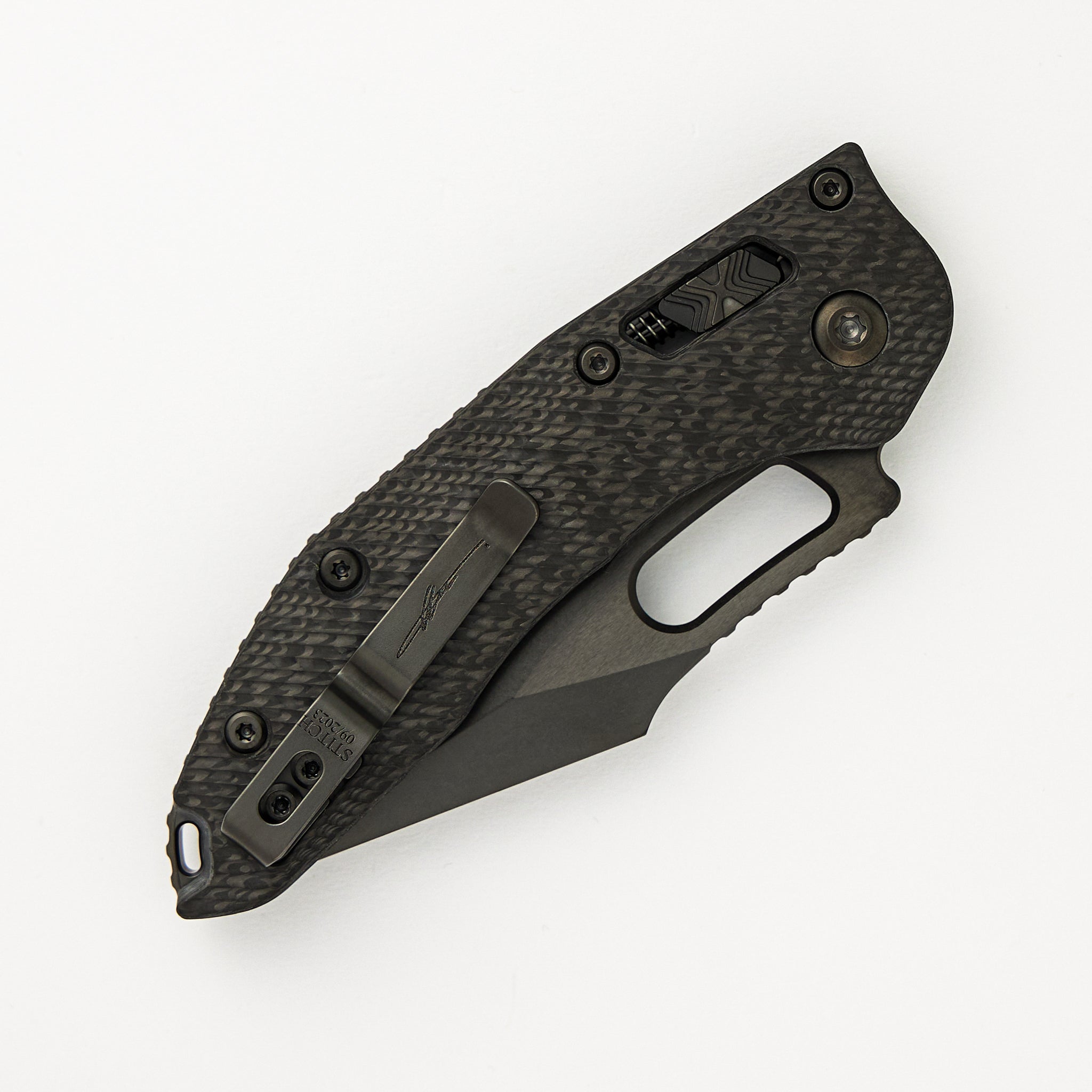 Microtech Stitch - RAM-LOK S/E Signature Series Fluted Carbon Fiber Handle DLC Standard 169RL-1 DLCTFLCFS