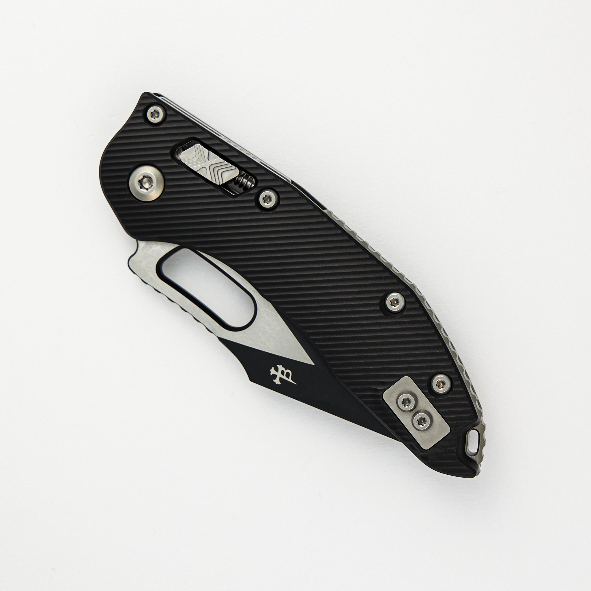 Microtech - Borka Blades Design Stitch – RAM-LOK S/E Fluted Black Aluminum Black Standard 169RL-1FL