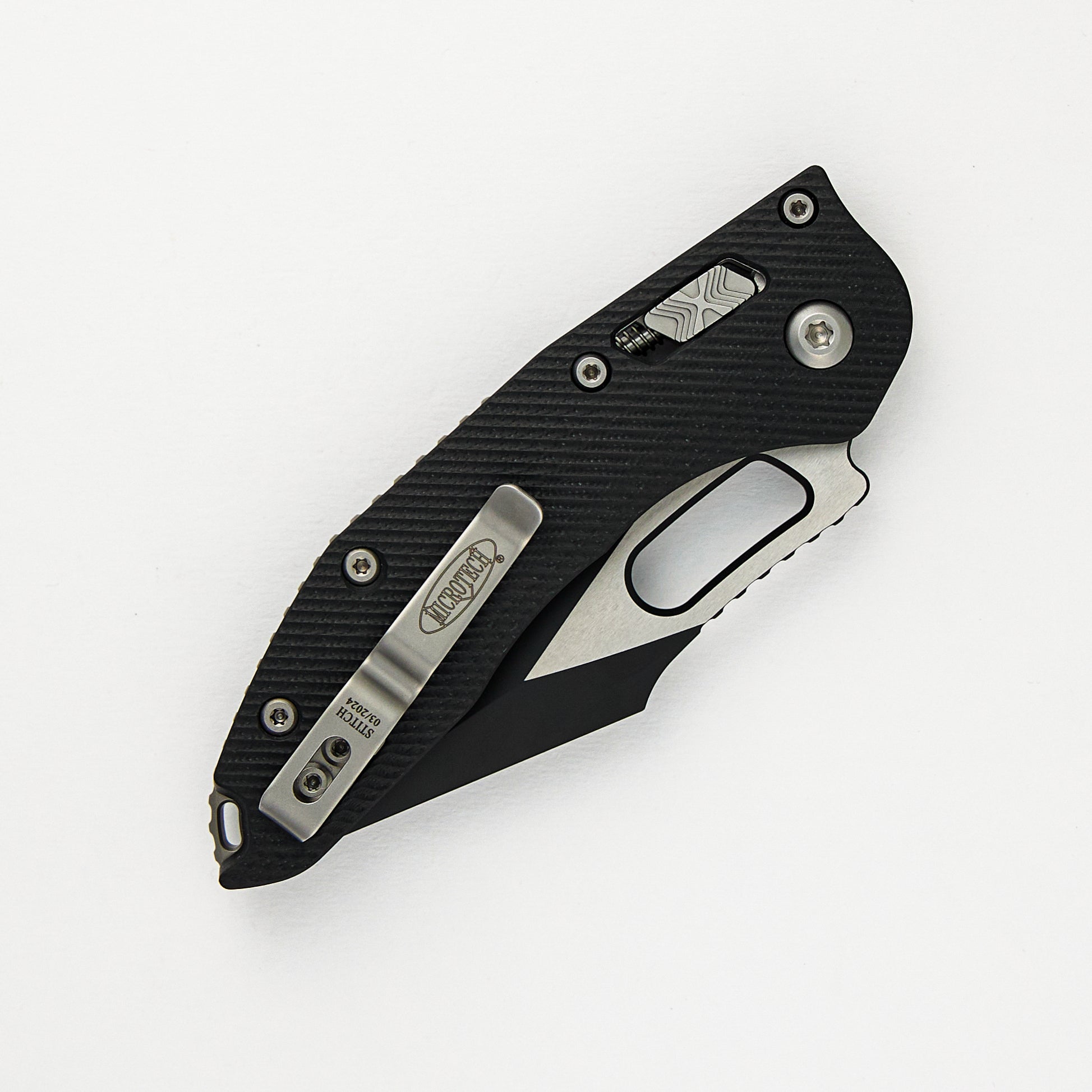 Microtech - Borka Blades Design Stitch – RAM-LOK S/E Fluted Black G10 Black Standard 169RL-1FLGTBK