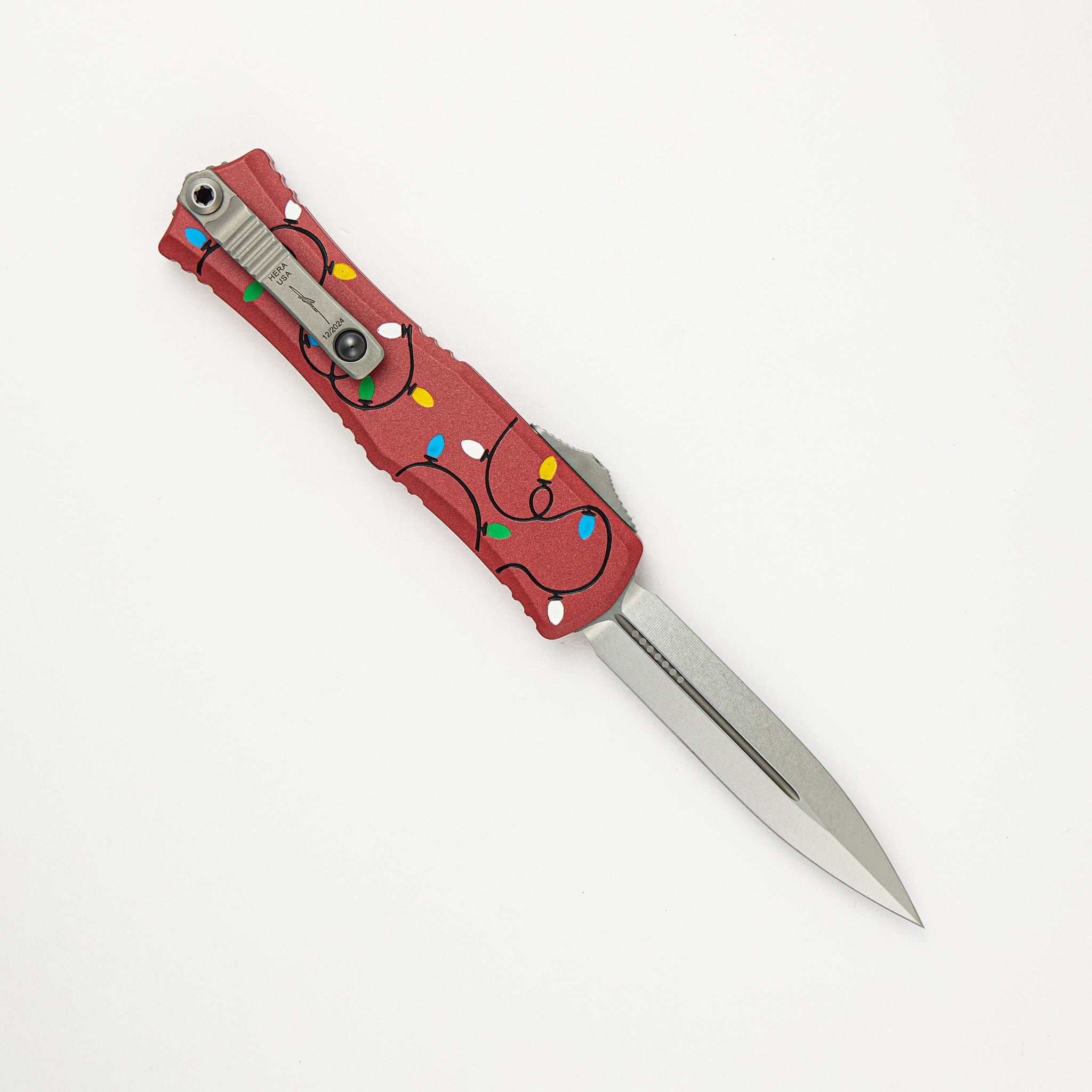 Microtech Mini Hera II D/E Signature Series Christmas Red Stonewash Standard 1702M-10 RDCMAS