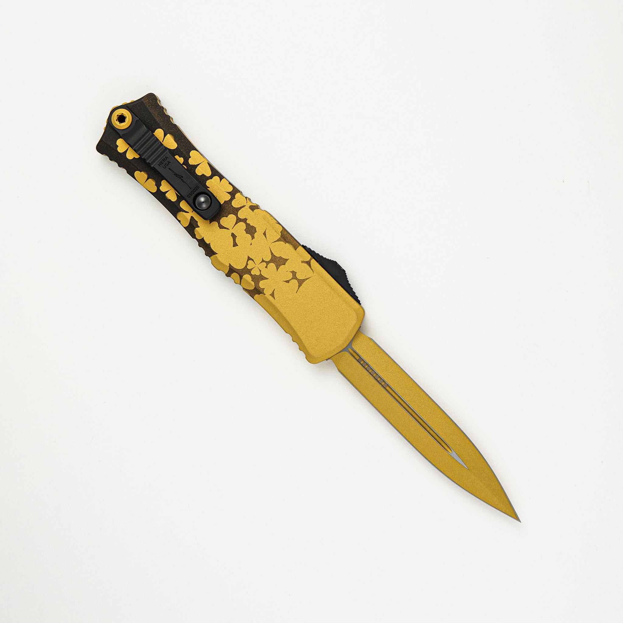 Microtech Hera II Mini D/E Signature Series SPD Gold Standard 1702M-1 SPDGDS