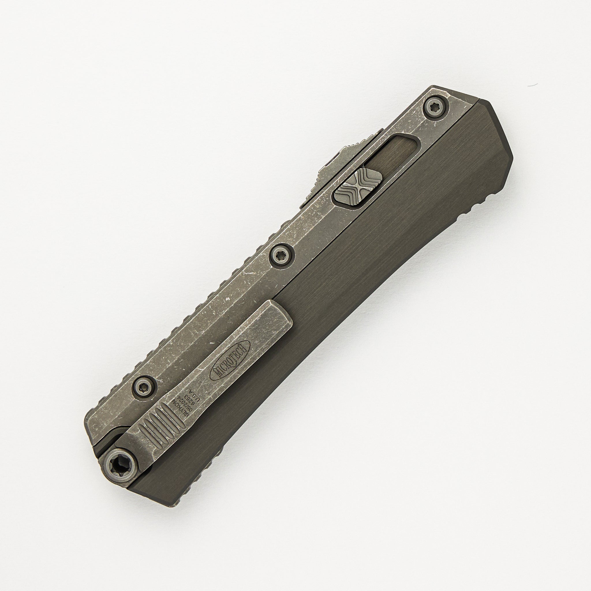 Microtech Glykon T/E Natural Clear Apocalyptic Standard Nickel Boron Internals 185-10 APNC