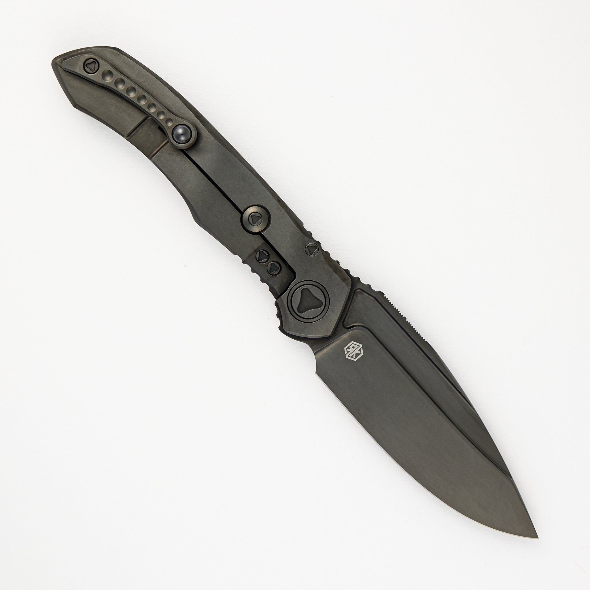 Microtech Anax – S-E DLC Titanium Handle DLC Standard DLC Titanium Pivot Collar Carbon Fiber Inlay 190C-1 DLCTCFITI