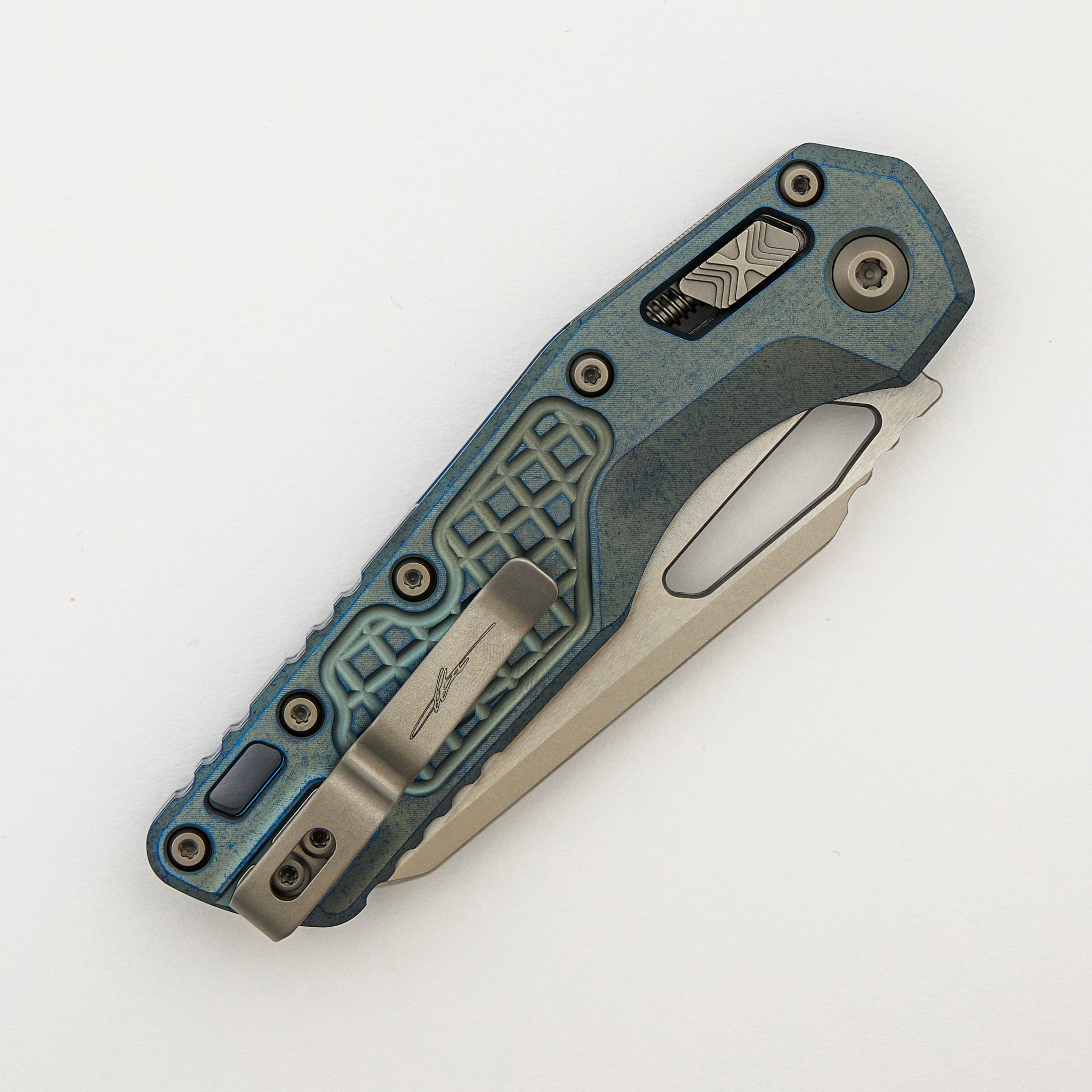 "Marfione Select" MSI - RAM-LOK - Stonewash Finish Ice Blue Anodized Frag Pattern Titanium W/ Blue Titanium Accent 210-10FRMS6