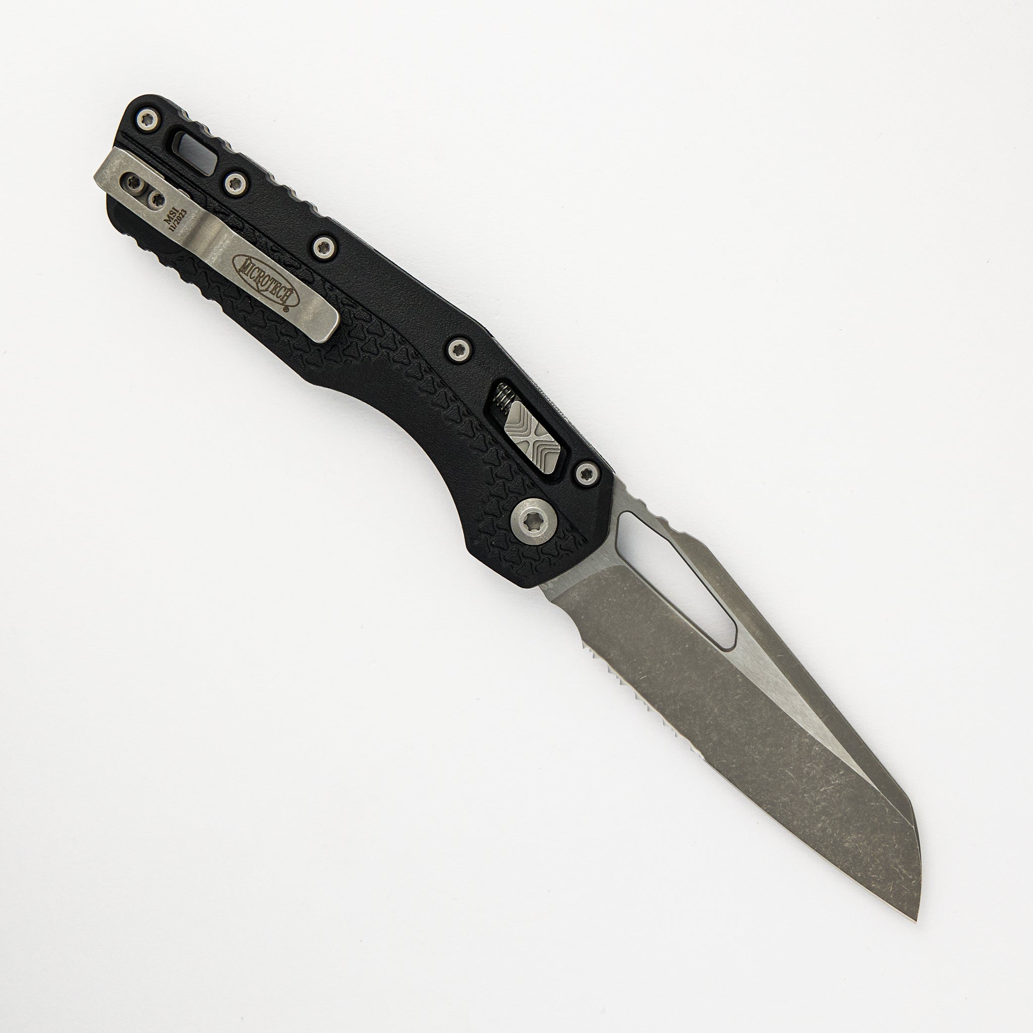 Microtech MSI S/E Tri-Grip Polymer Black Apocalyptic Partial Serrated 210T-11 APPMBK