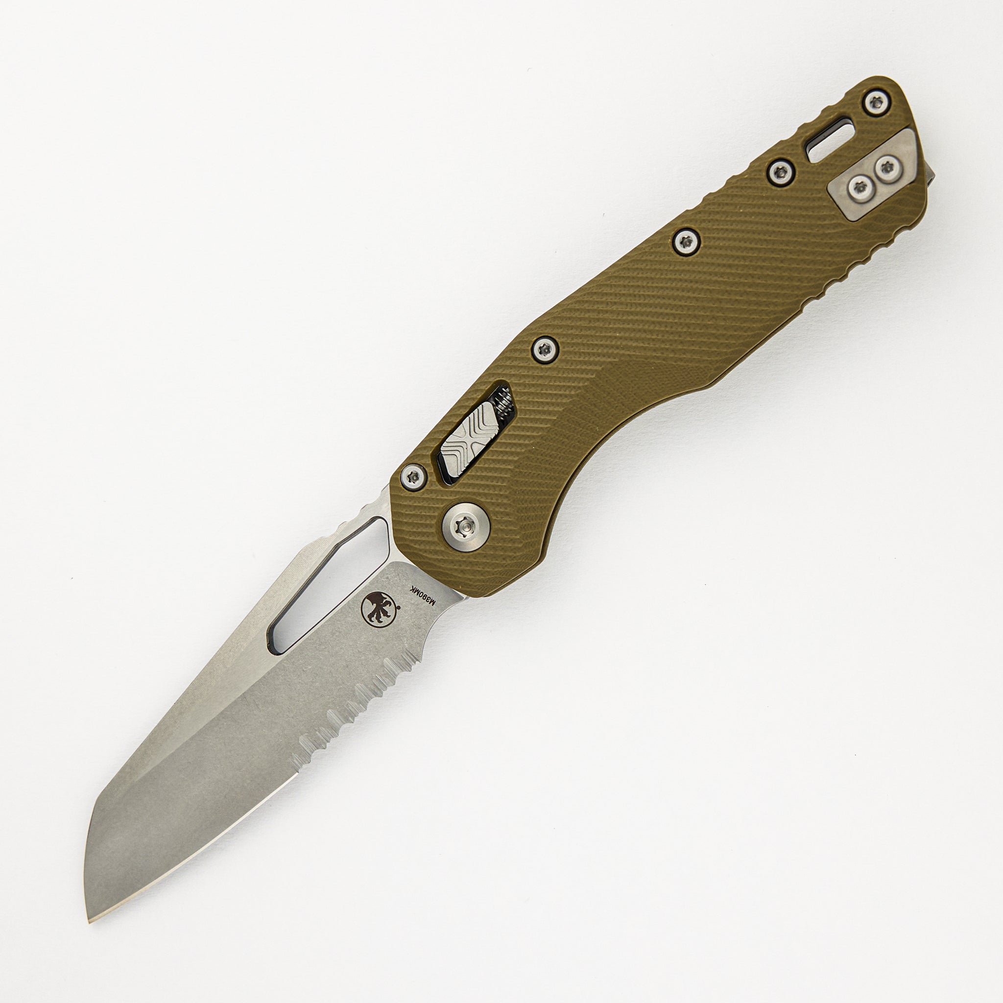 Microtech MSI S/E Fluted OD Green G10 Stonewash Partial Serrated 210-11 FLGTOD