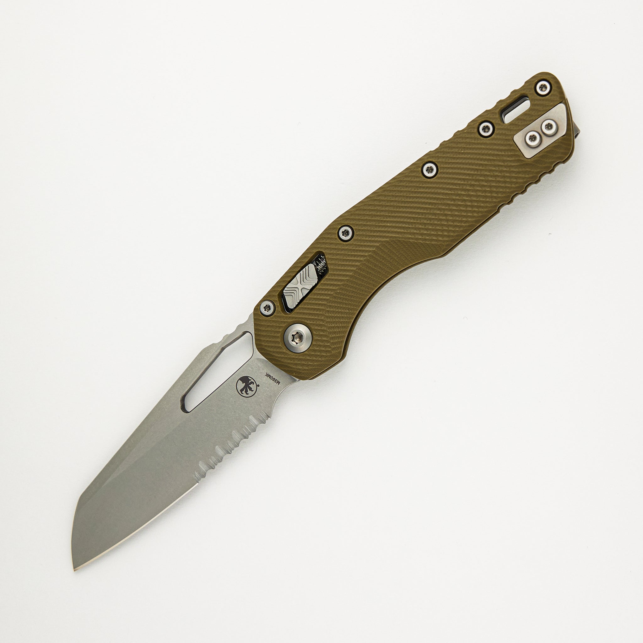 Microtech MSI S/E Fluted OD Green G10 Stonewash Partial Serrated 210-11 FLGTOD