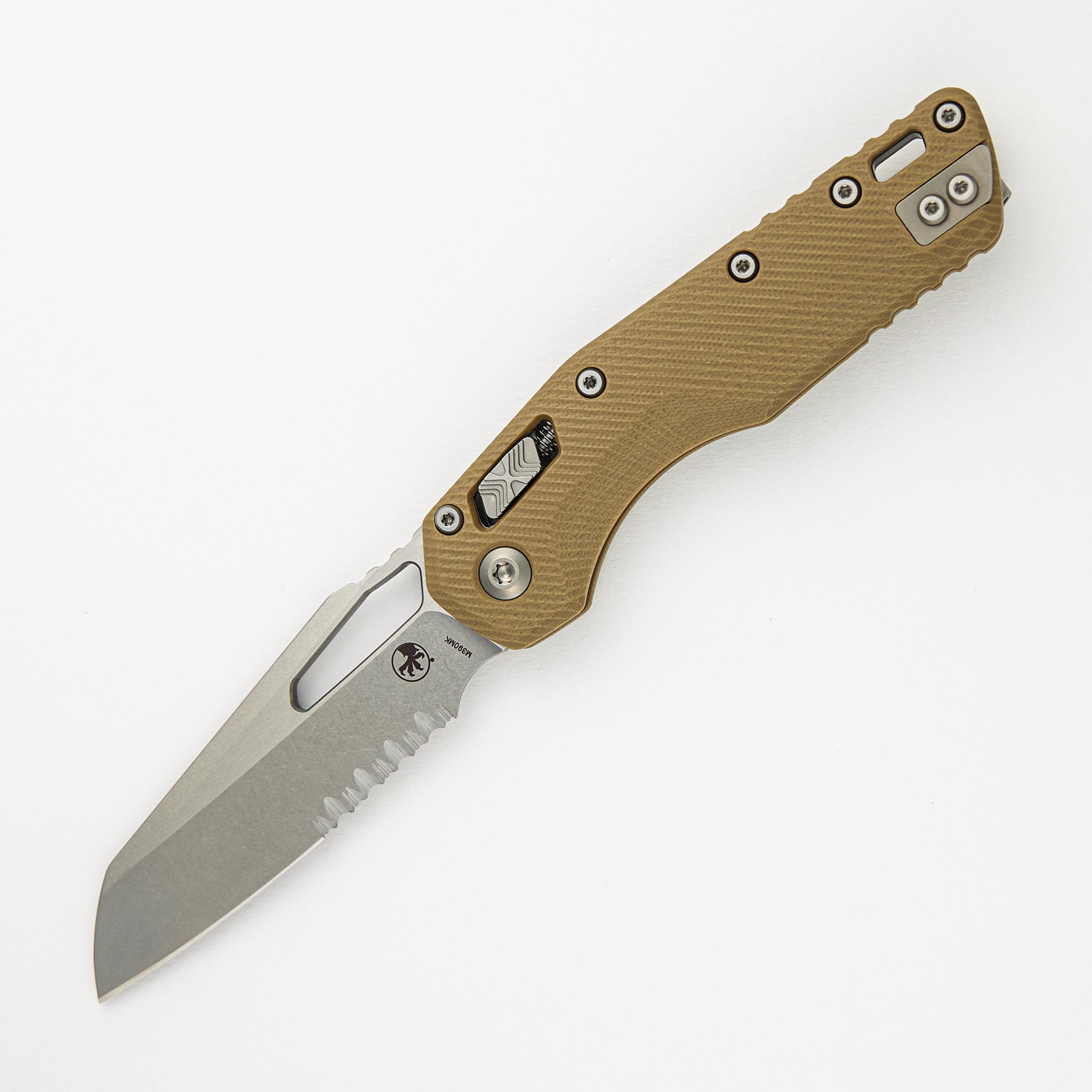 Microtech MSI S/E Fluted Tan G10 Stonewash Partial Serrated 210-11 FLGTTA