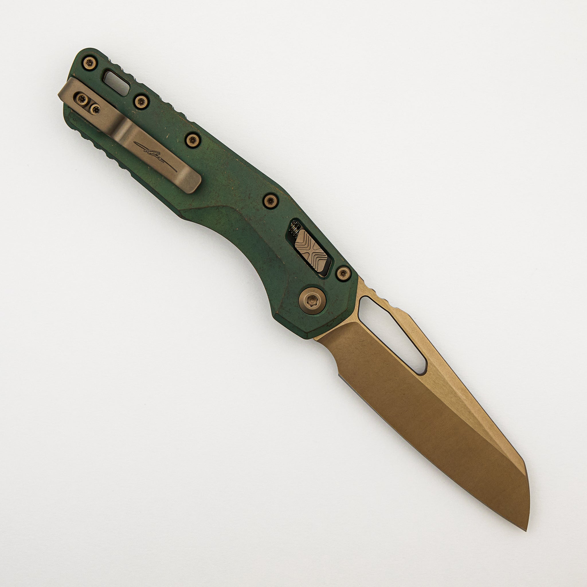 "Marfione Select" MSI - RAM-LOK - Bronzed Stonewash Finish Antique Green Anodized Slab Side Titanium W/ Bronze Titanium Accent